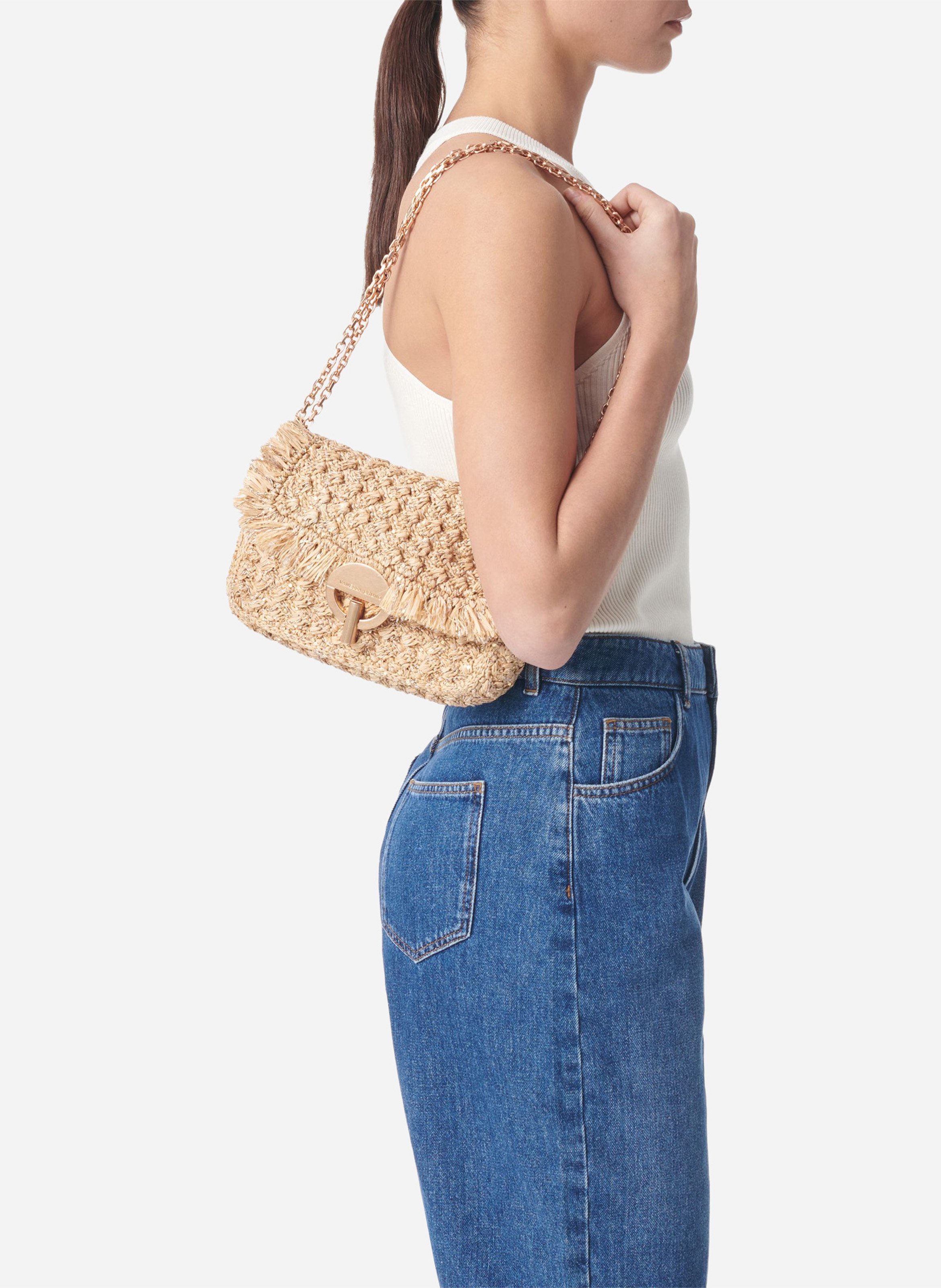 Raffia shoulder bag VANESSA BRUNO Beige