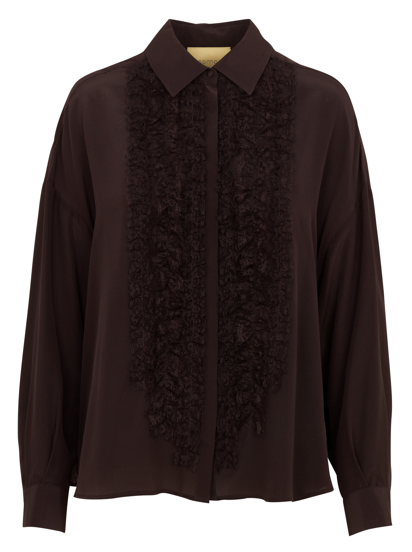 Chemise ample à dentelle en soie MOMONI Marron