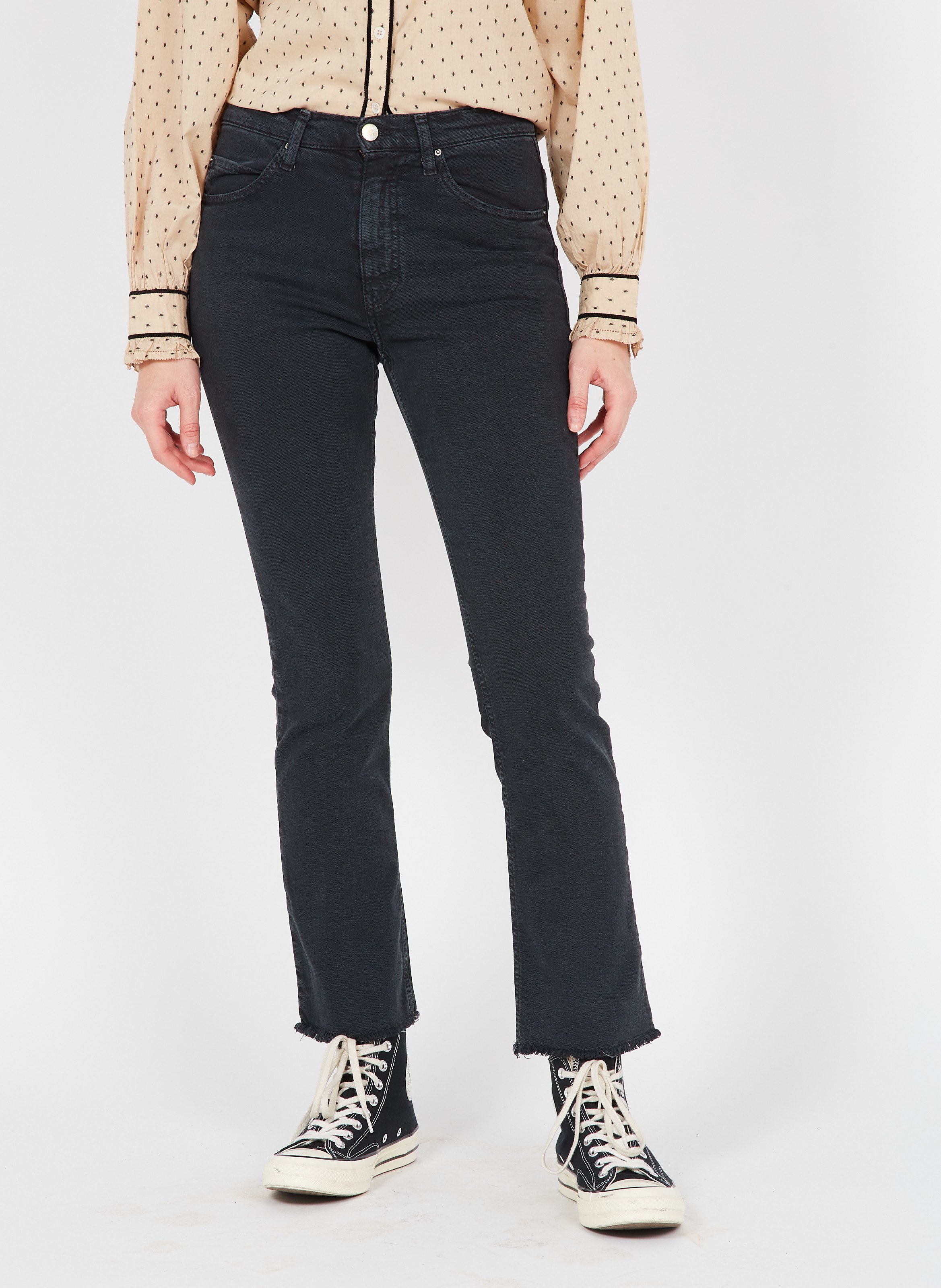 Cropped, katoenen bootcut-jeans ACQUAVERDE Zwart
