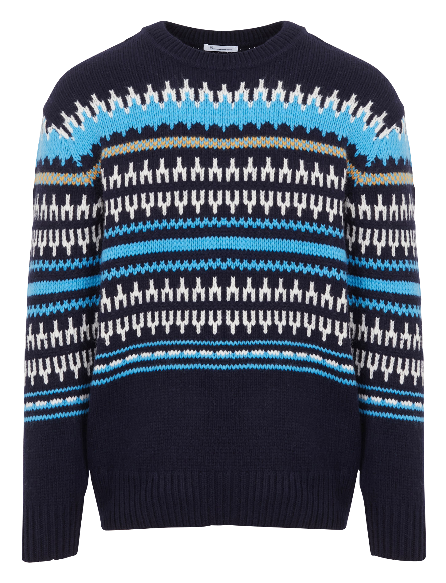 Pull col rond imprimé en laine  KNOWLEDGE COTTON APPAREL Bleu