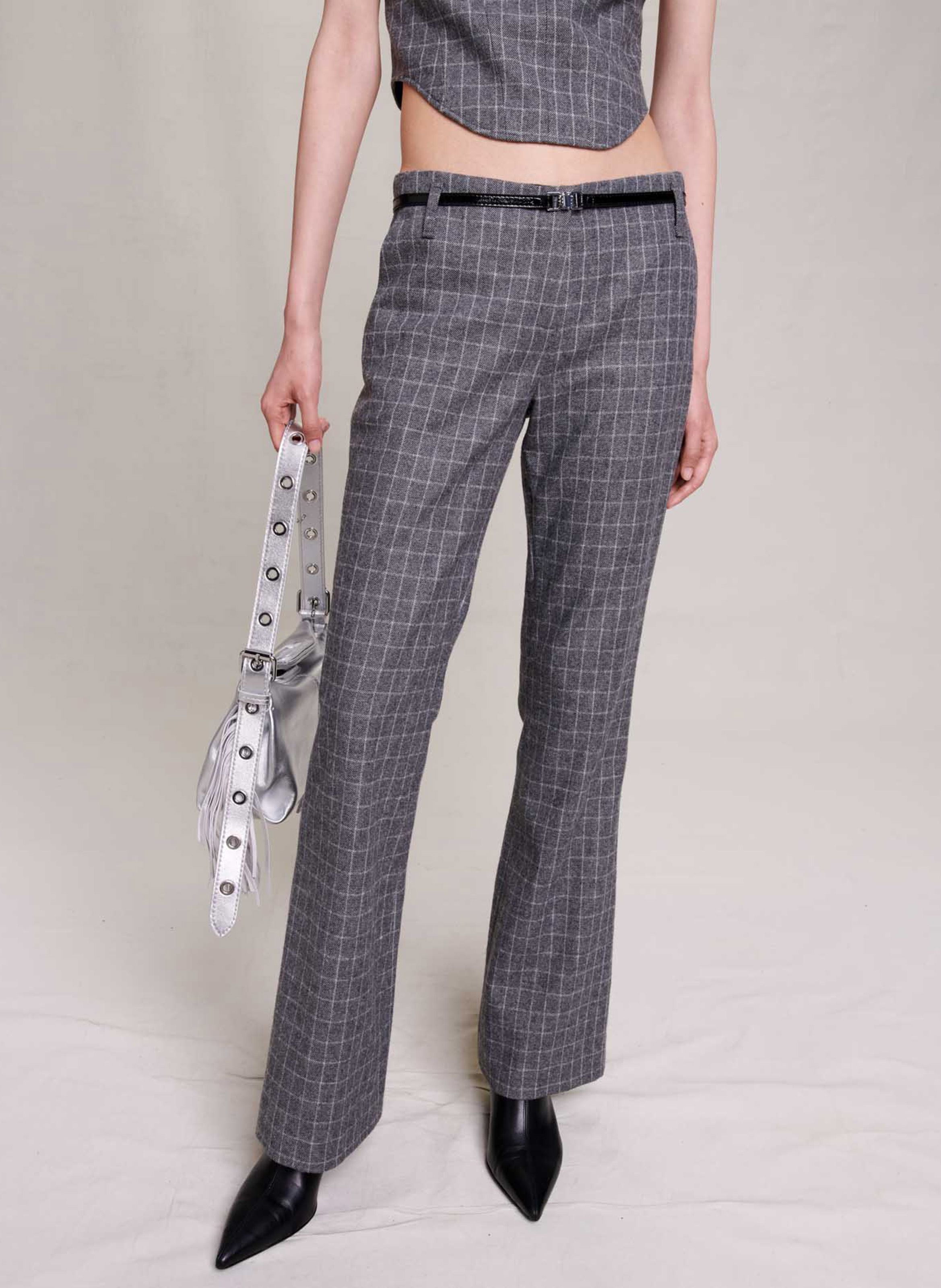 Pantaloni flare a quadri Grigio