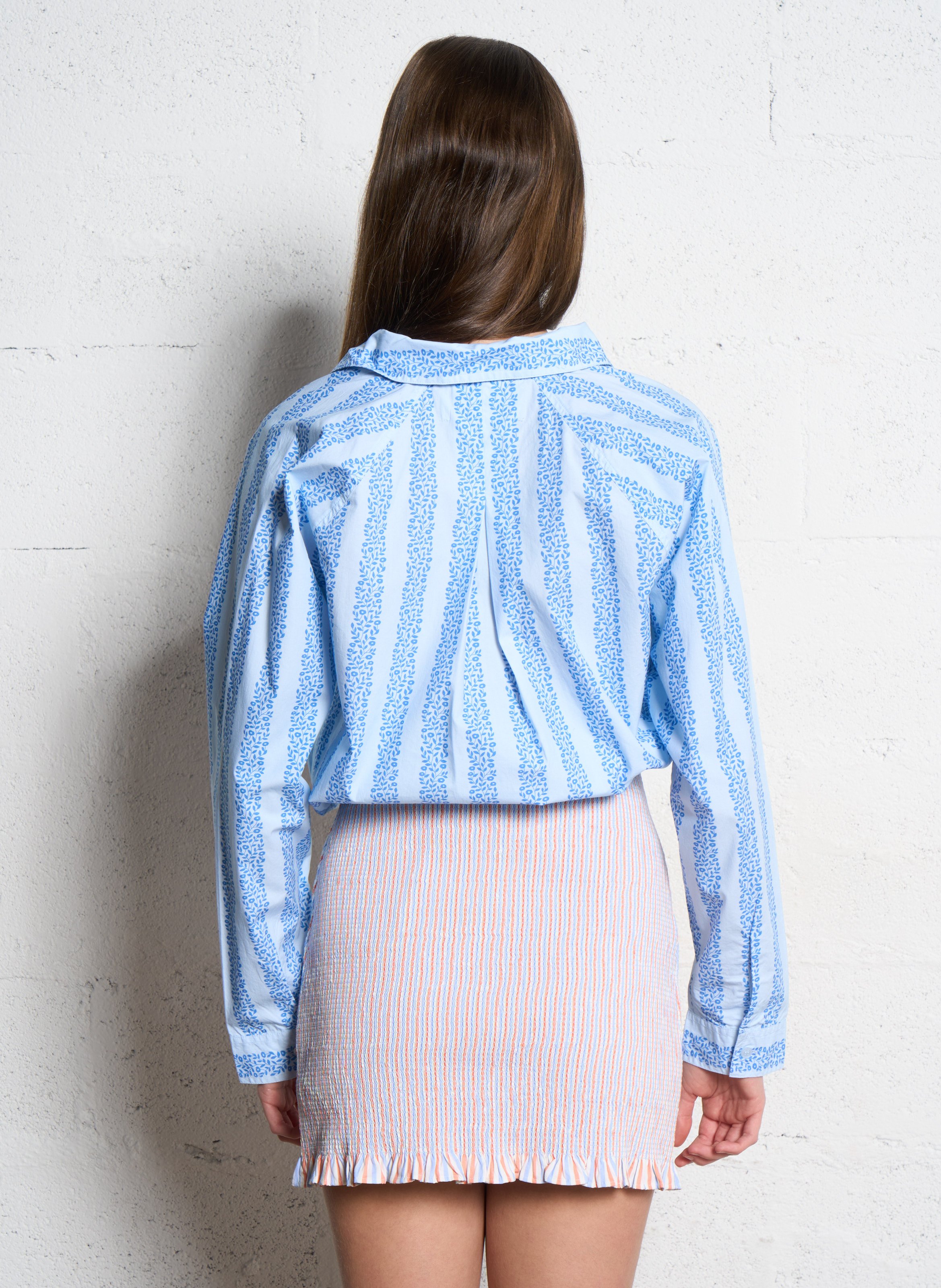 High-rise raw cotton straight jeans THE TINY BIG SISTER Blue