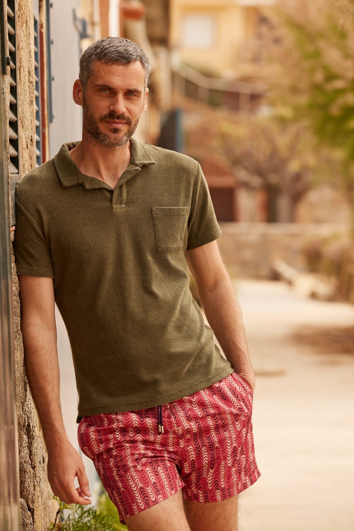 Short-sleeved polo shirt with lapel collar APNEE Khaki