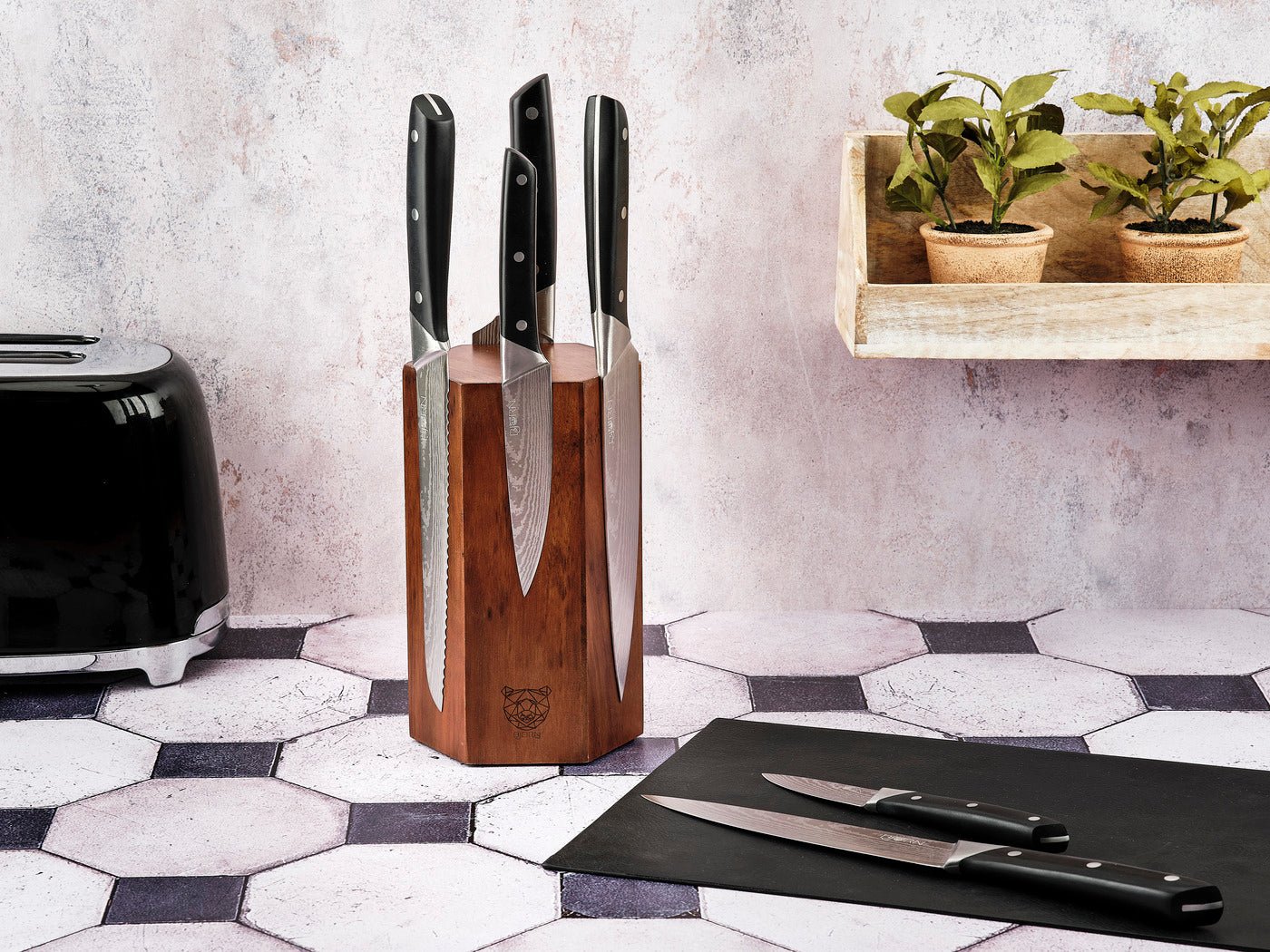 Erling Imatra kitchen knife set - 7 pieces BJORN Black