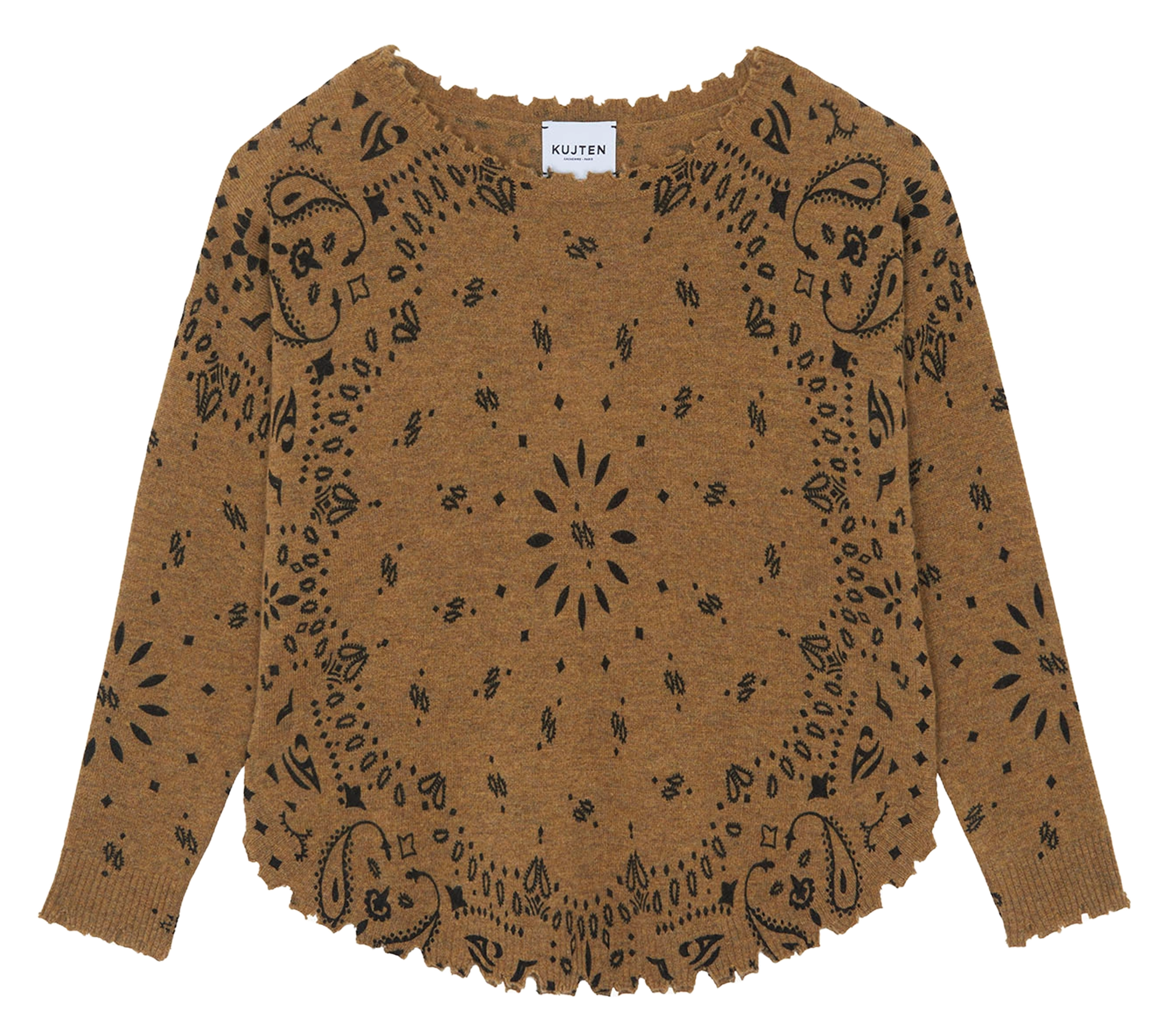 Trui van kasjmier met print KUJTEN Geel