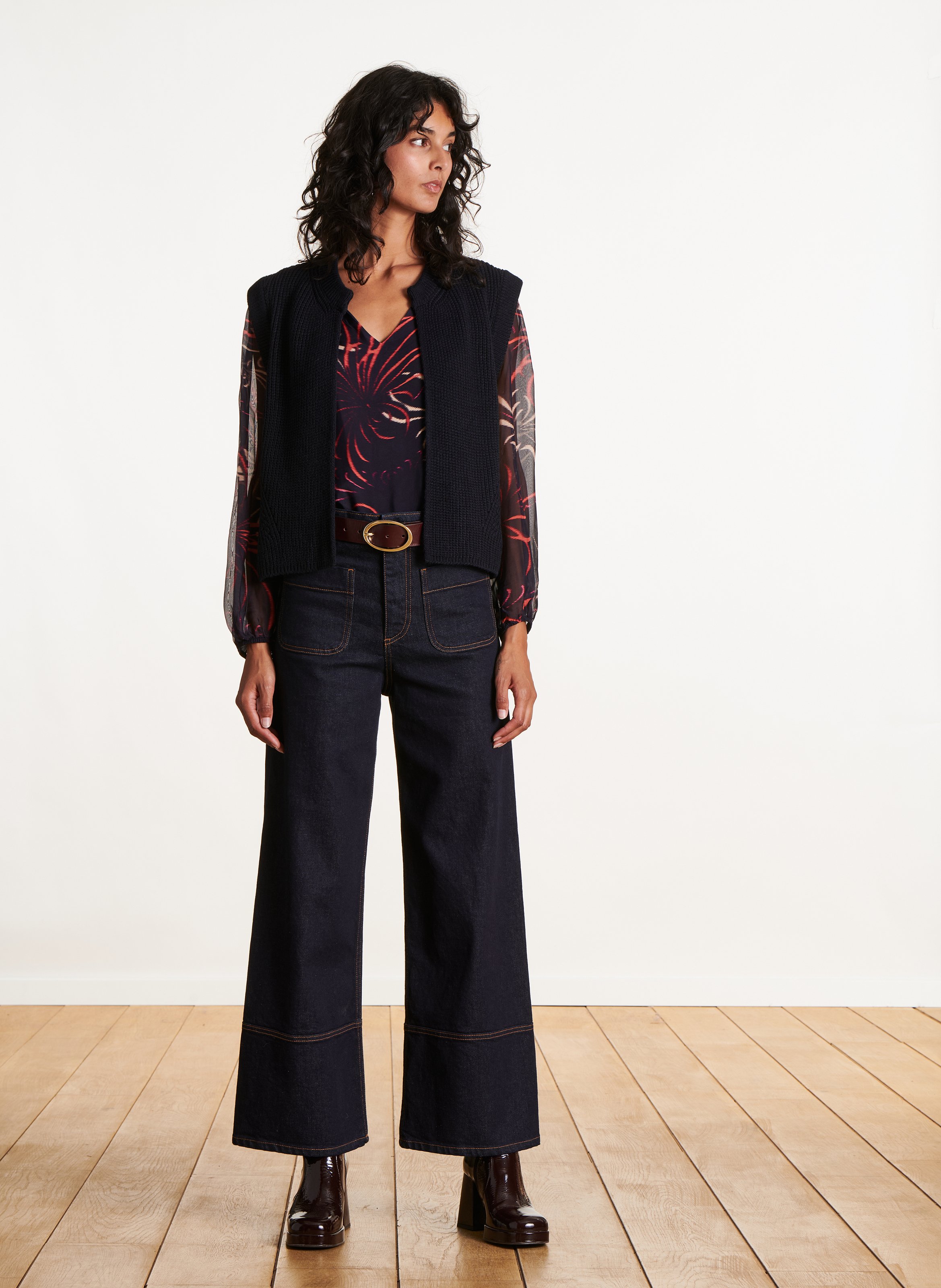 Round-neck cardigan LA FEE MARABOUTEE Blue