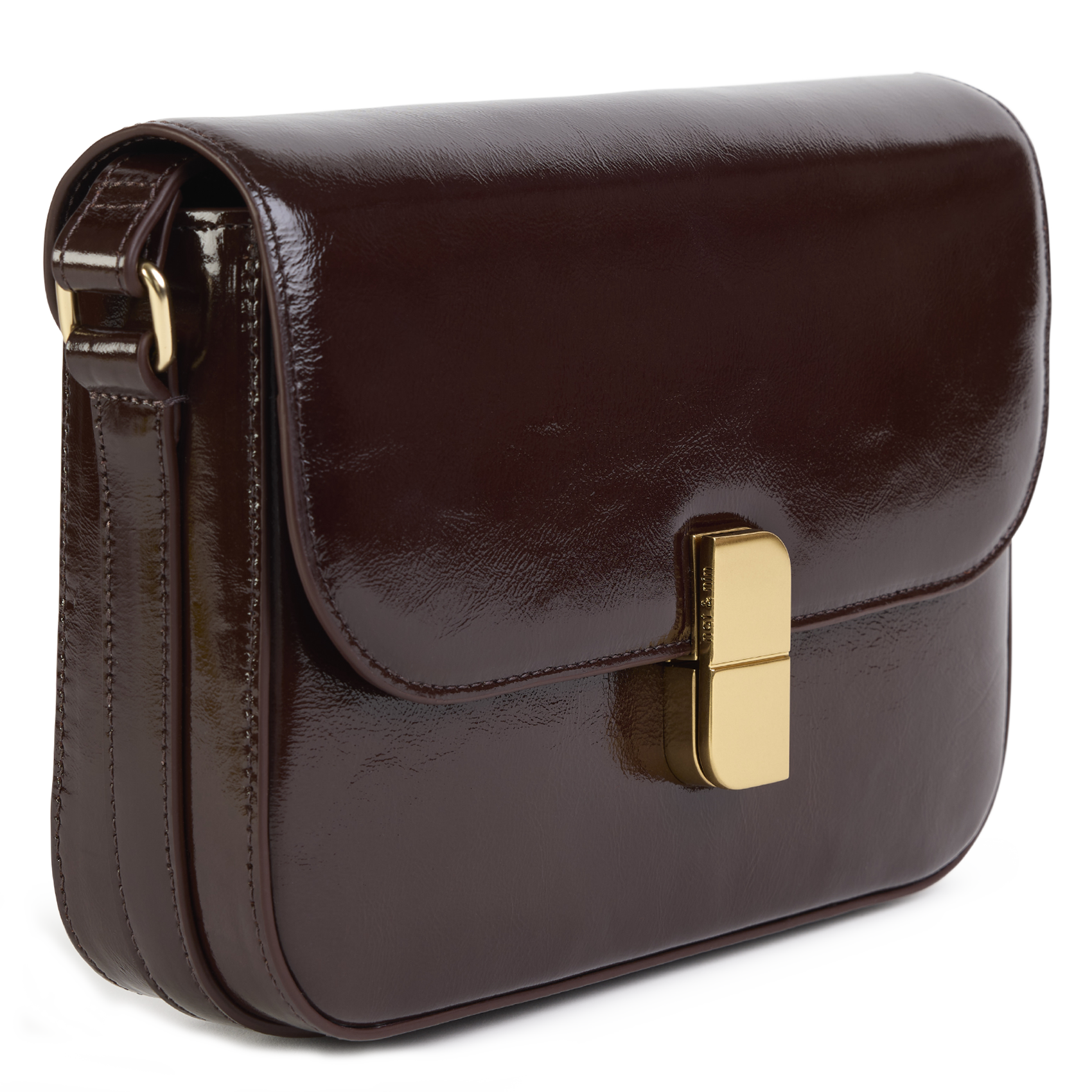 Leder-Umhängetasche mit Umschlag NAT & NIN Braun