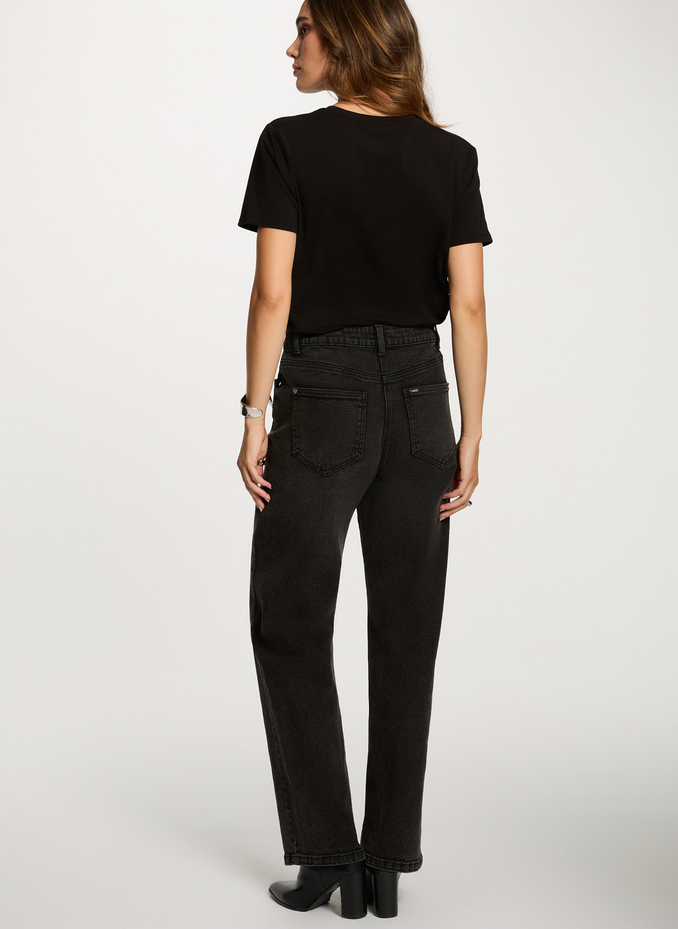 Tee-shirt col rond en coton mélangé MORGAN Noir