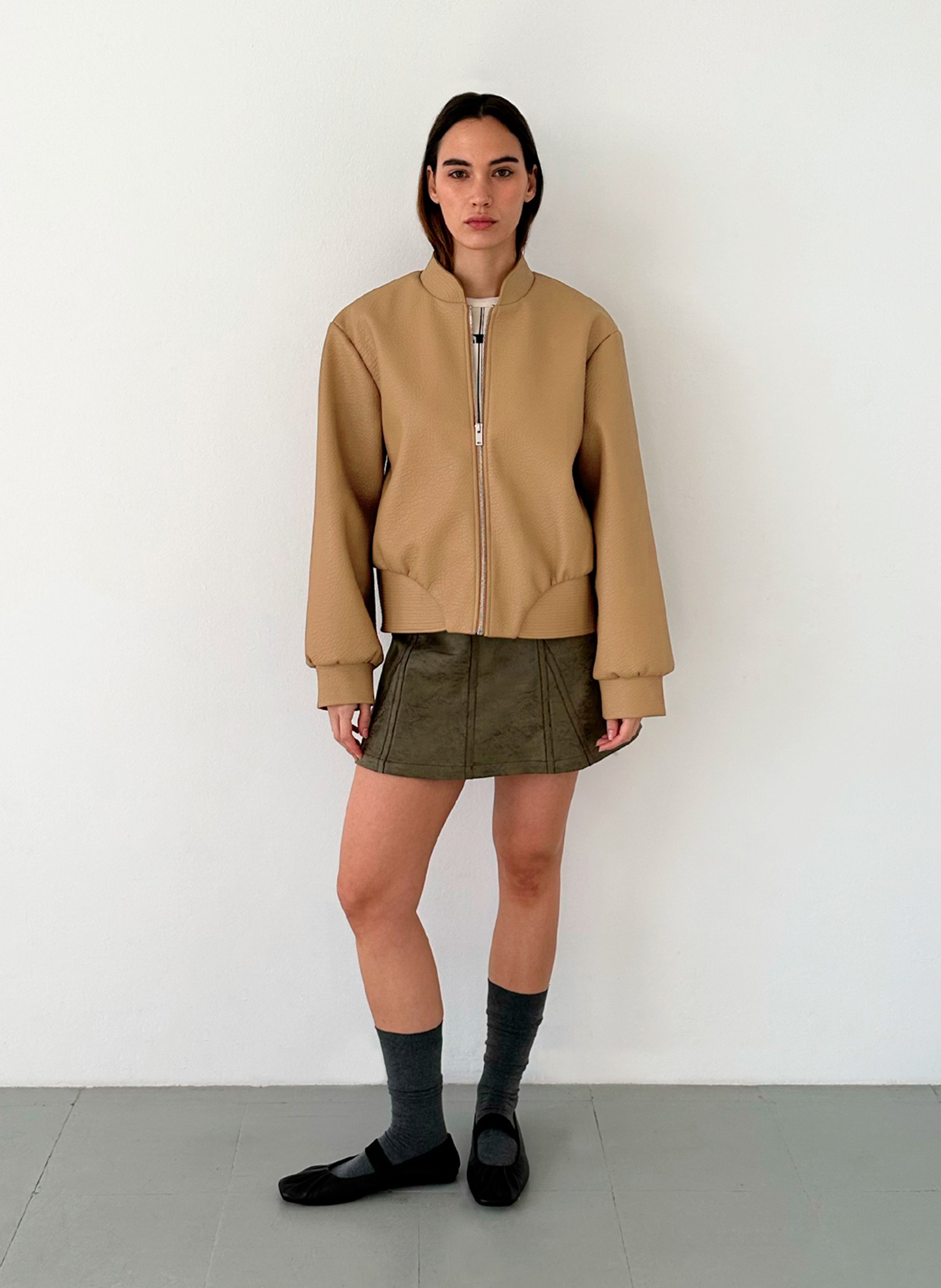 Blouson droit col teddy LAAGAM Beige