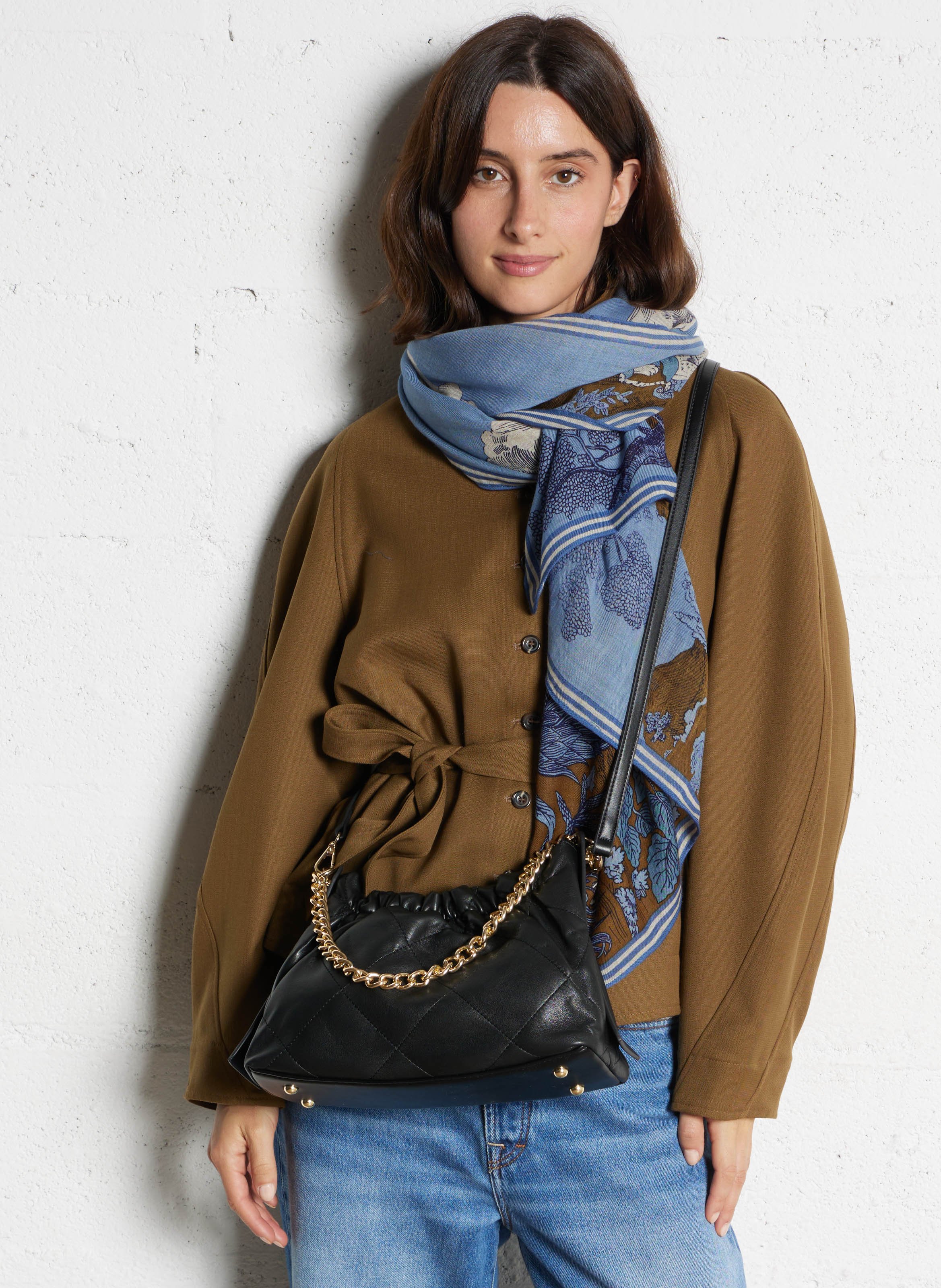 Diagonal Couture Handbag AU PRINTEMPS PARIS Black