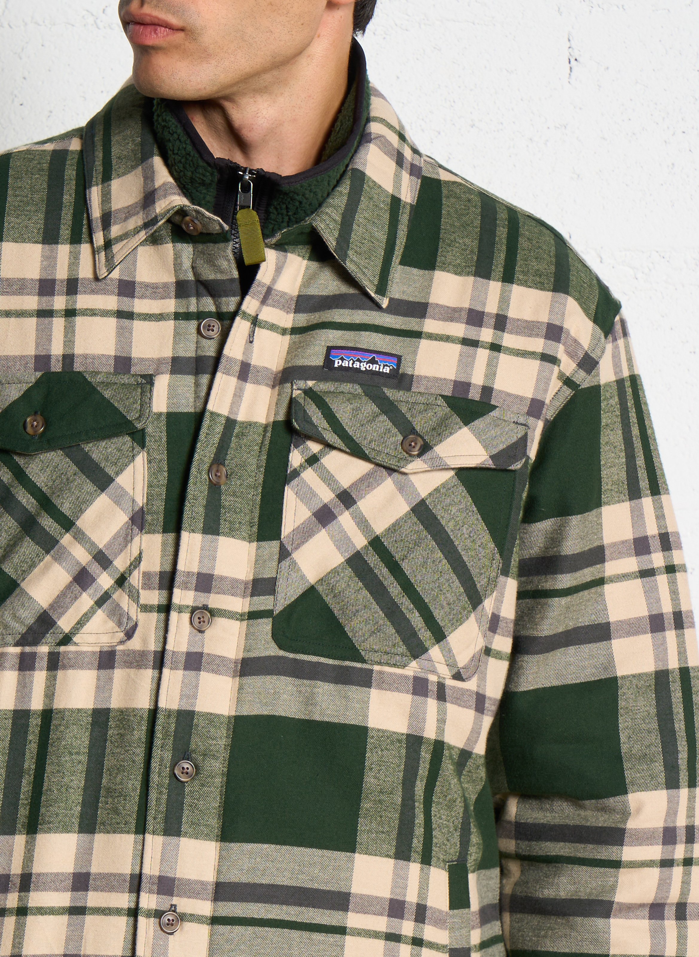 Checked straight shirt jacket PATAGONIA Green