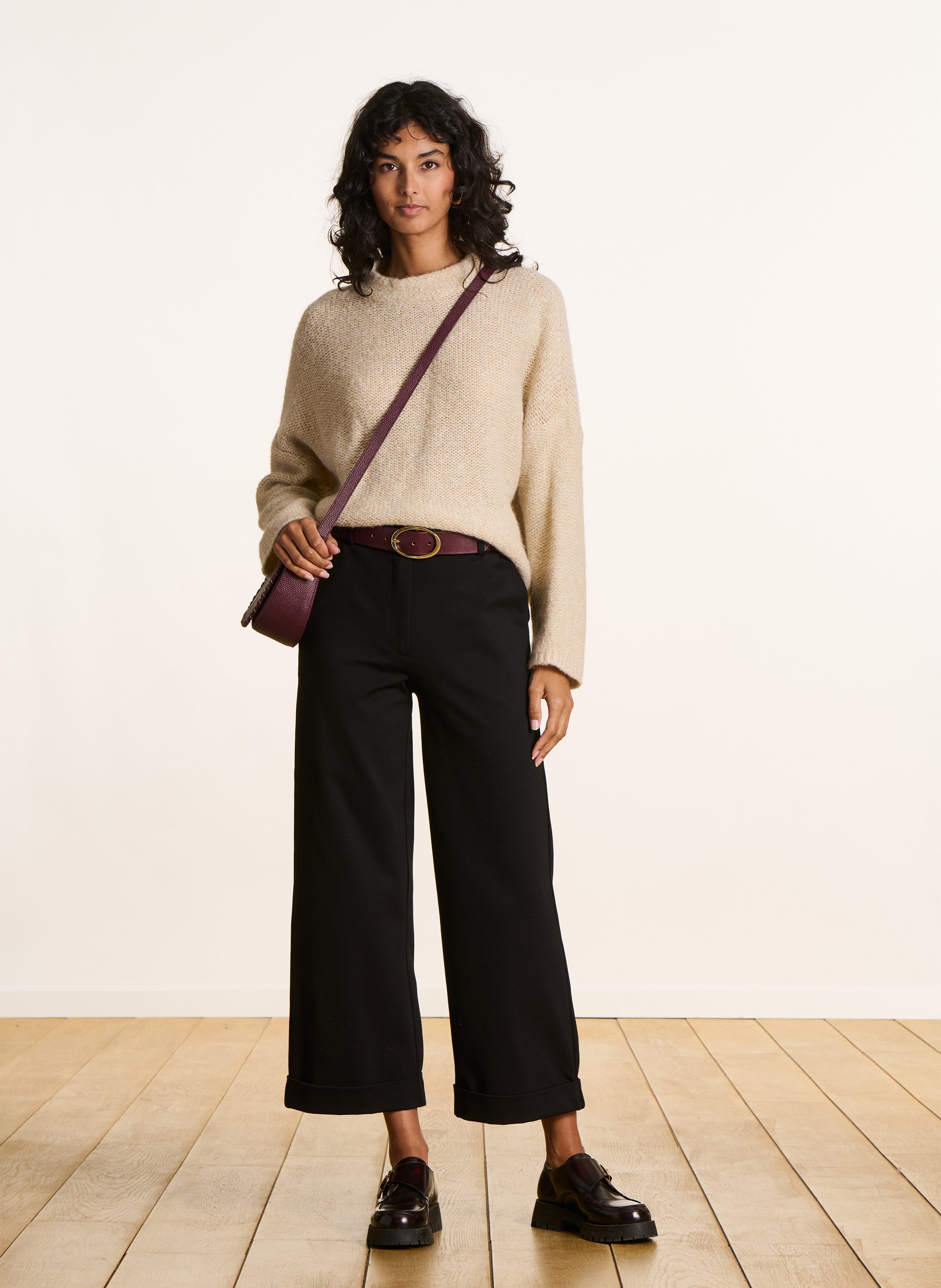 Pantalon droit 7/8 ème uni LA FEE MARABOUTEE Noir