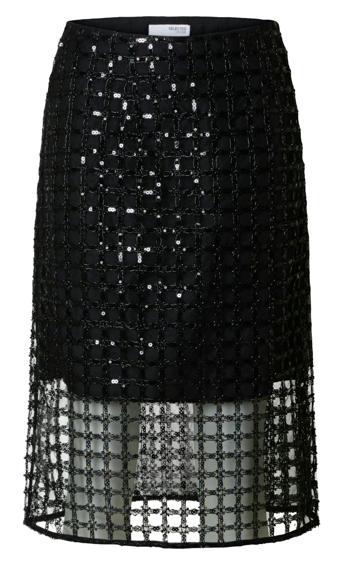 Jupe midi à sequins SELECTED Noir