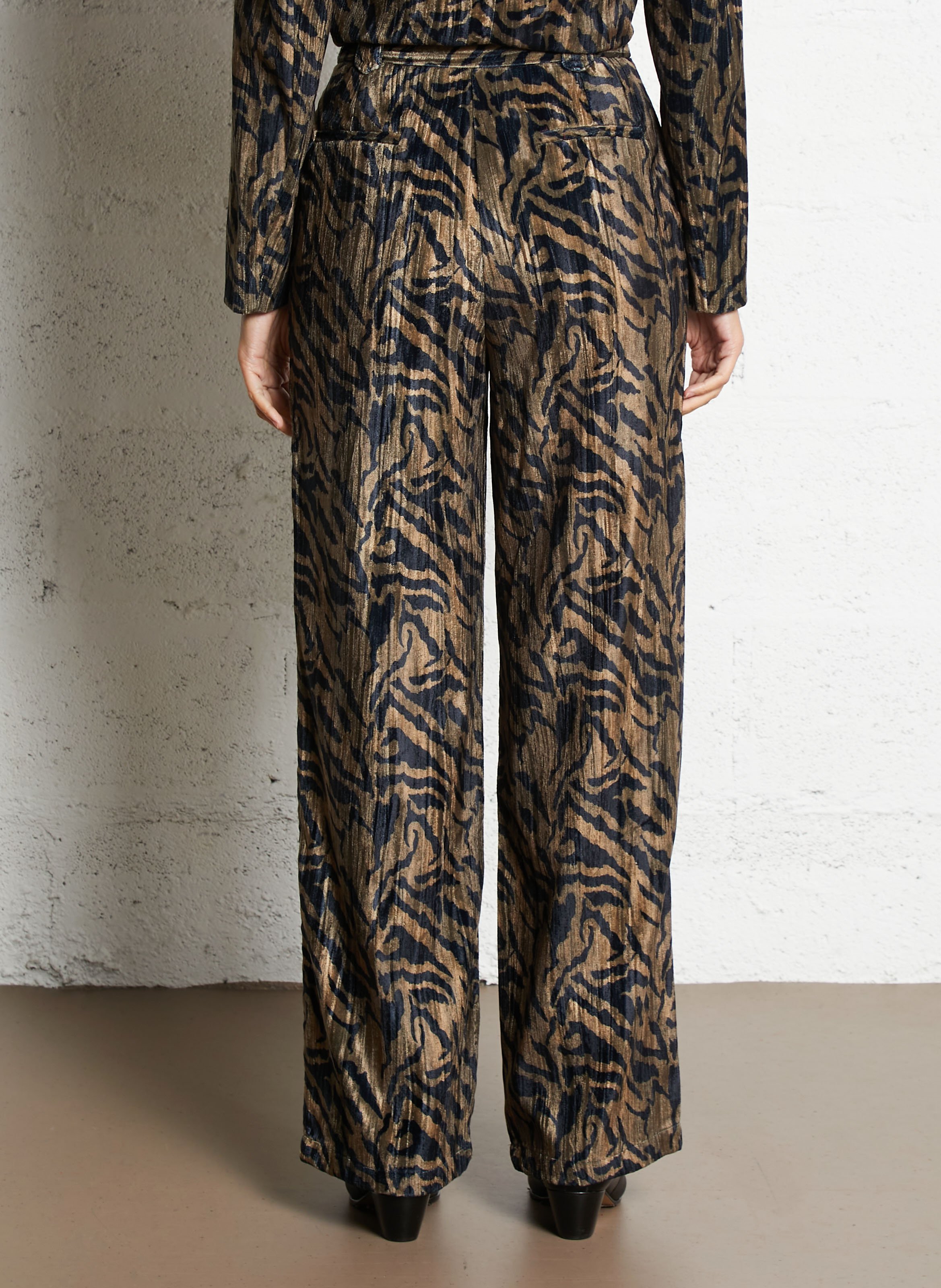 Pantalon large imprimé en velours SEE U SOON Kaki