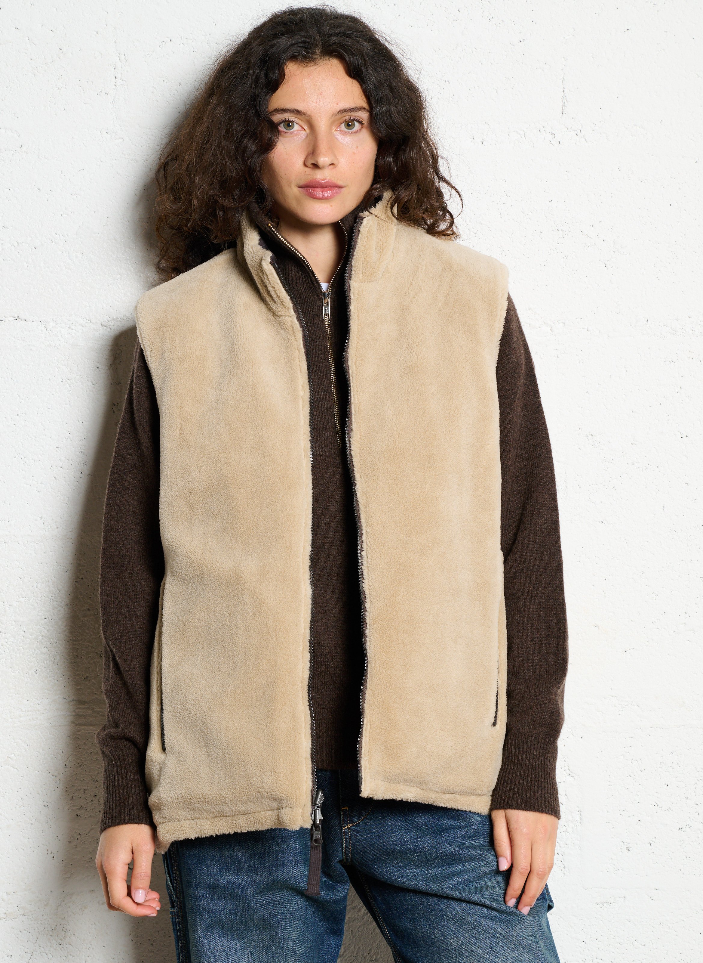 Veste col montant sans manches réversible TAION Beige