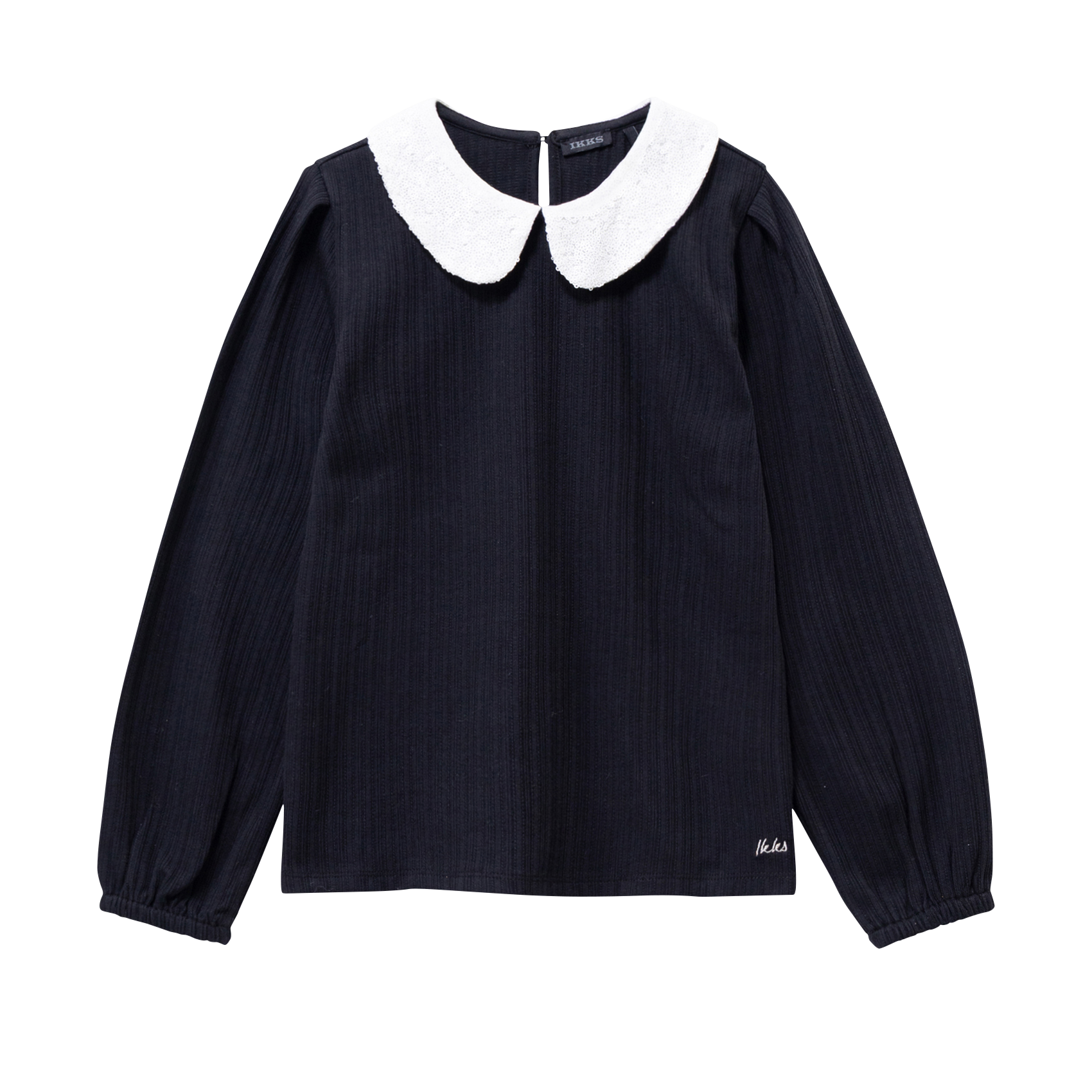 Peter Pan collar t-shirt in blended cotton IKKS JUNIOR Black