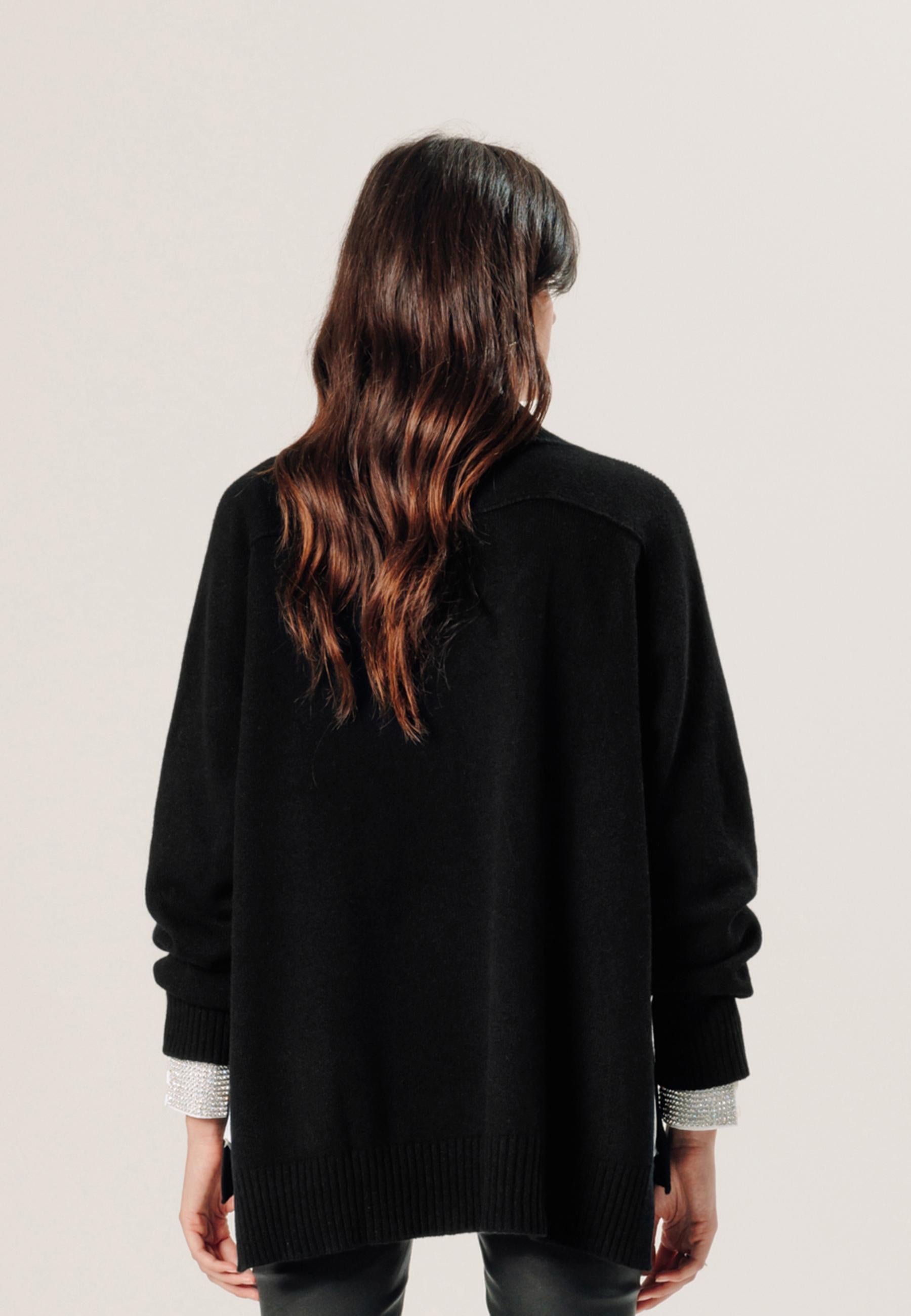 V-neck oversized cashmere sweater RODIER Black