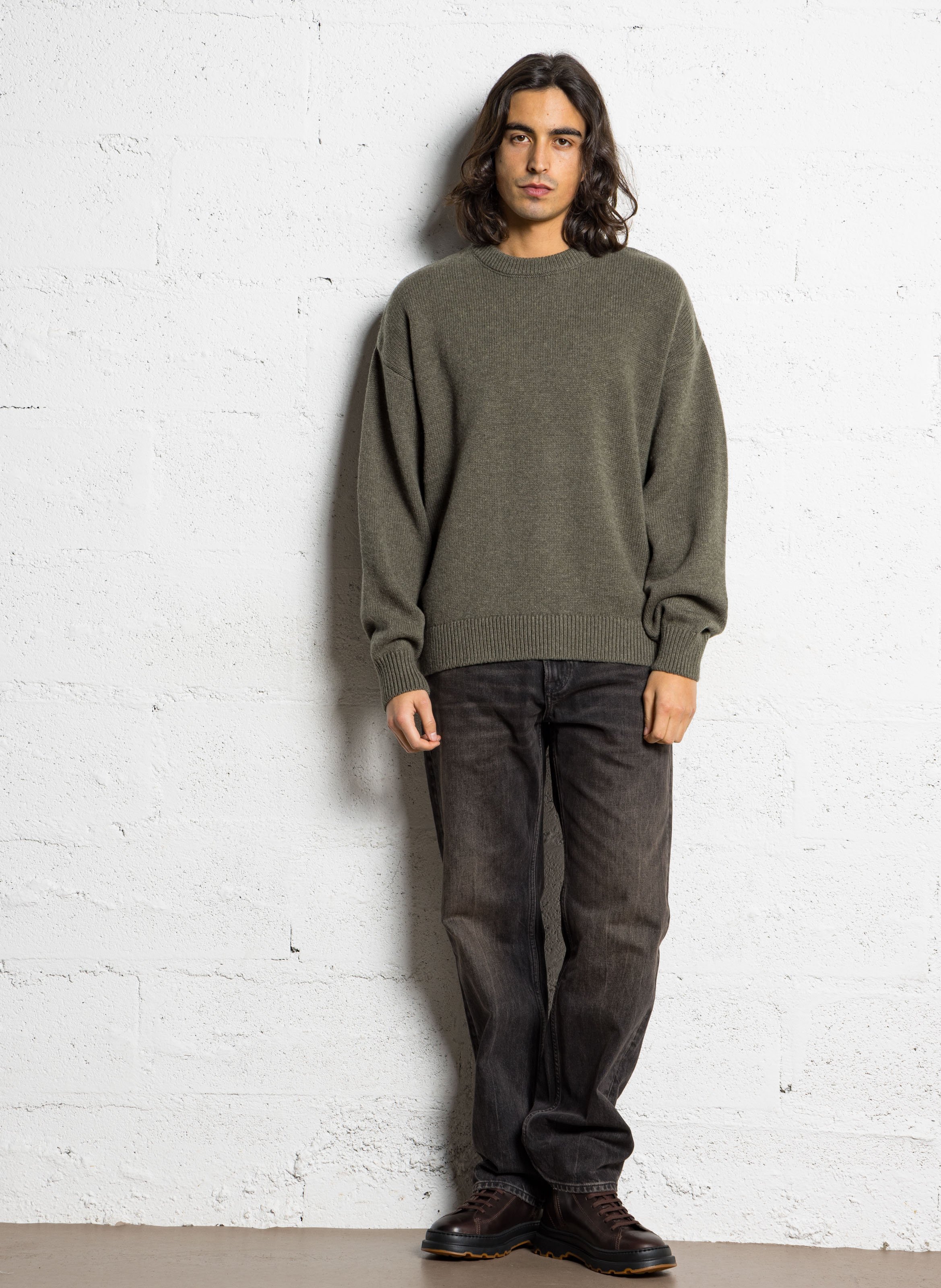 Oversize Rundhalsausschnitt-Pullover aus recycelter Wolle COLORFUL STANDARD Grun