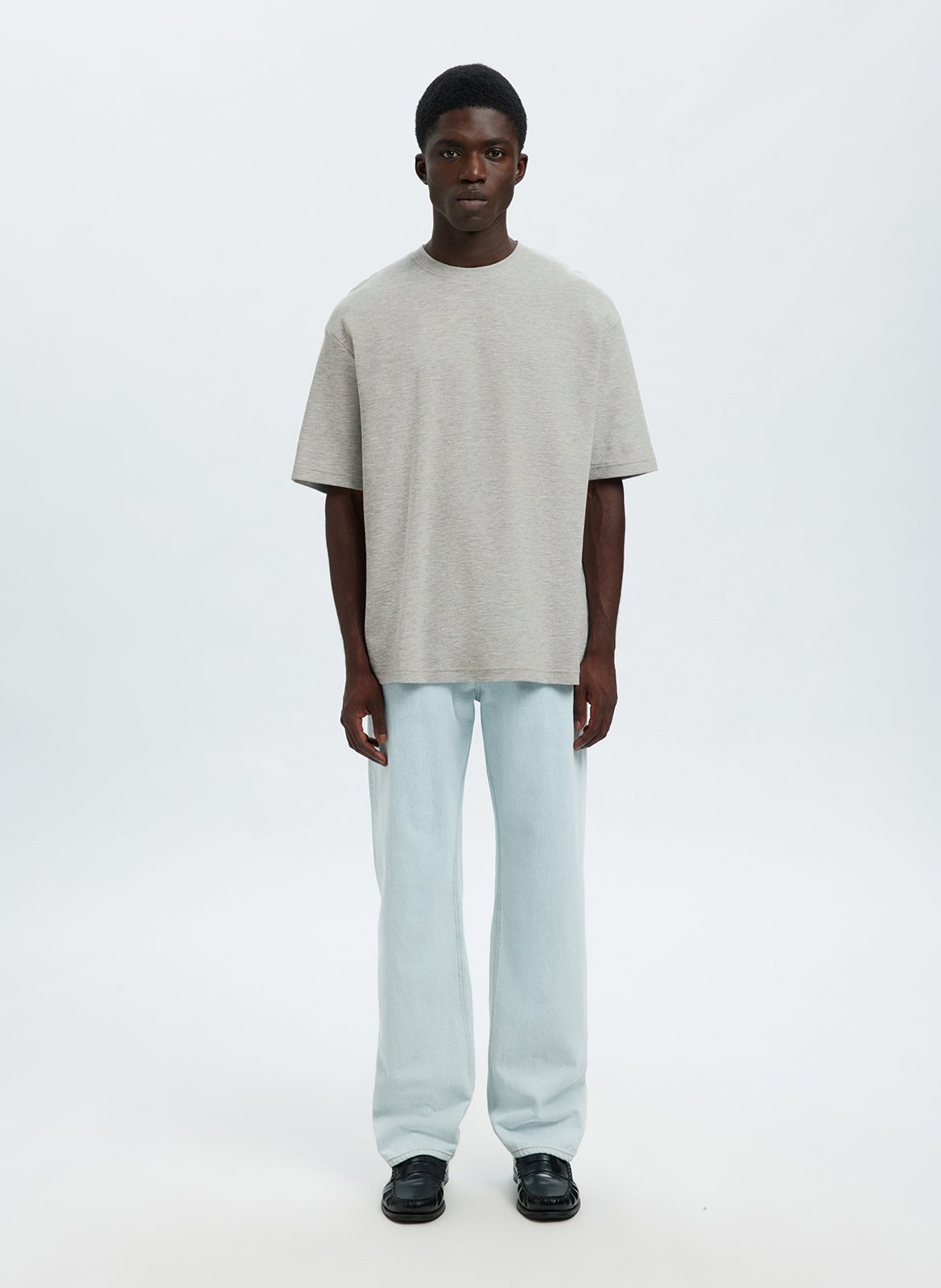 Oversized organic cotton blend t-shirt SELECTED Grey