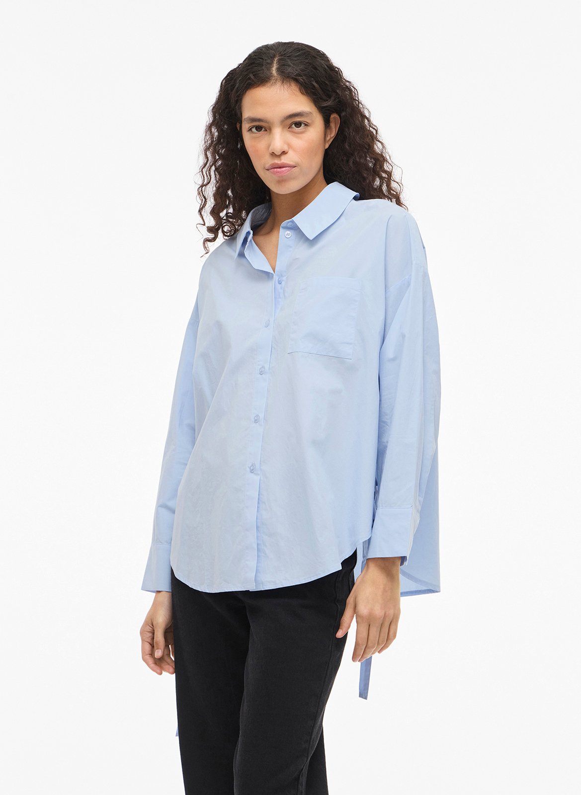 Chemise col classique en coton VILA Bleu