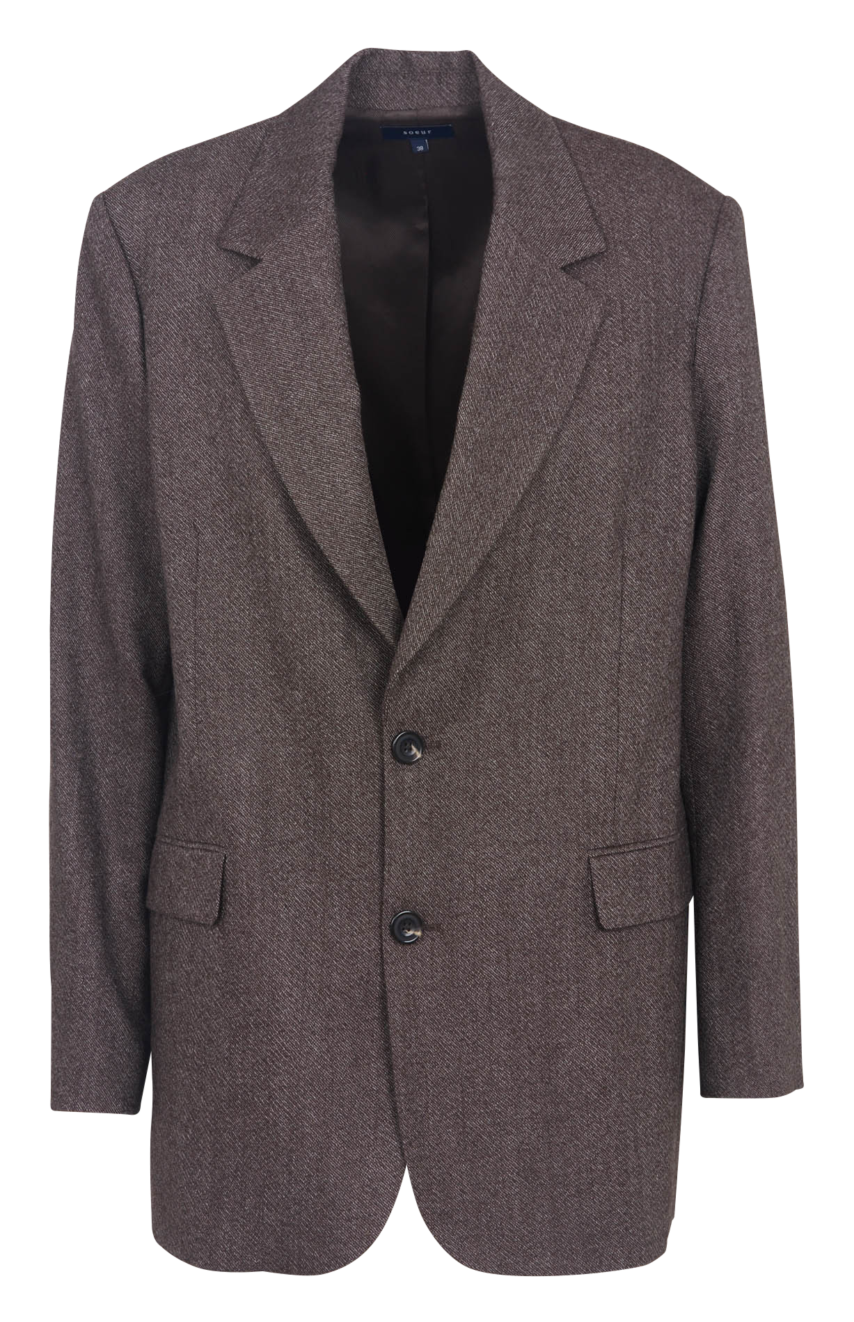 Veste tailleur droite en sergé de laine SOEUR Marron
