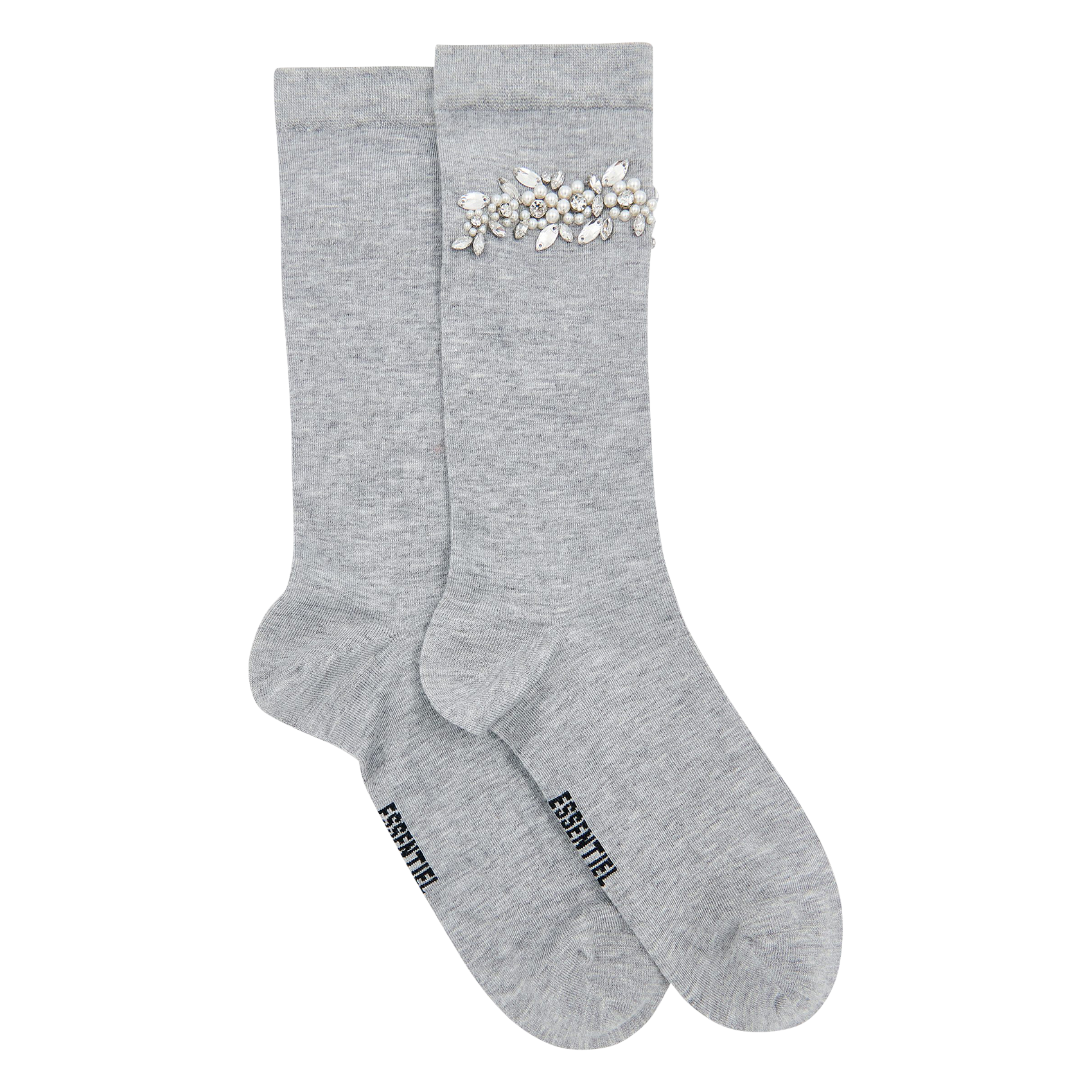 Ribbed high socks with pearls ESSENTIEL ANTWERP Grey