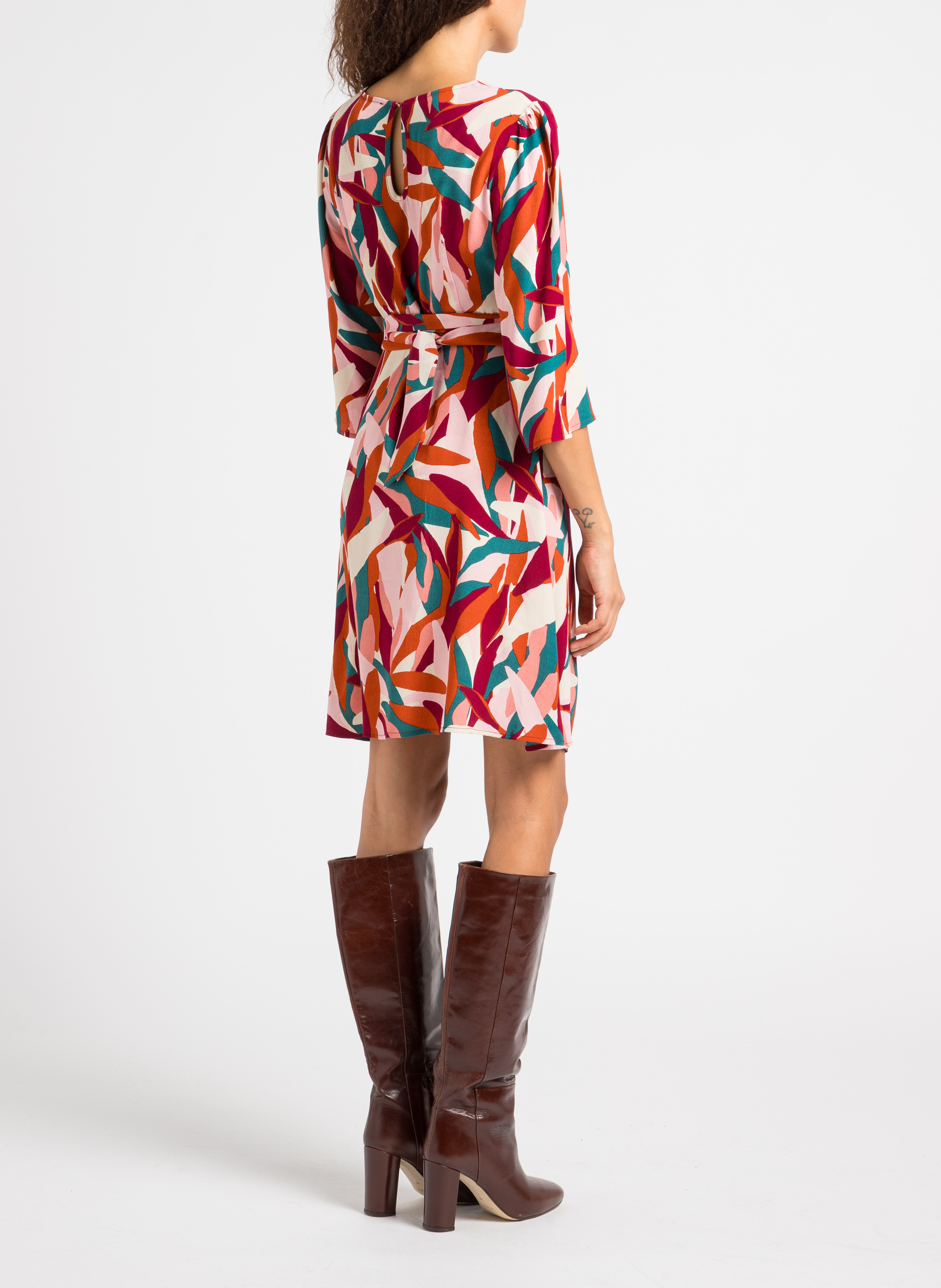 Korte, soepelvallende jurk met print GRACE ET MILA Groen