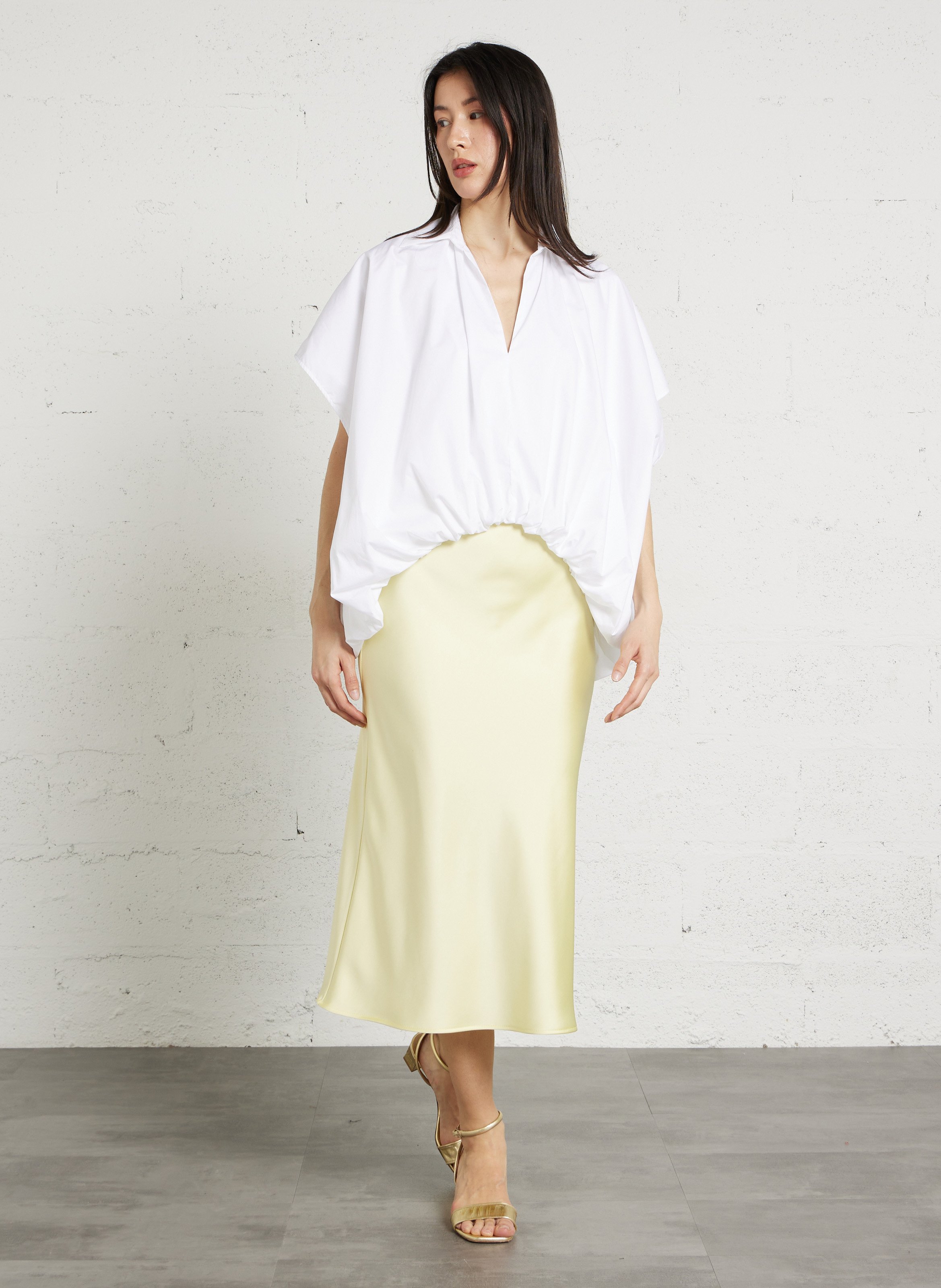 V-neck cotton blouse IMPERIAL White