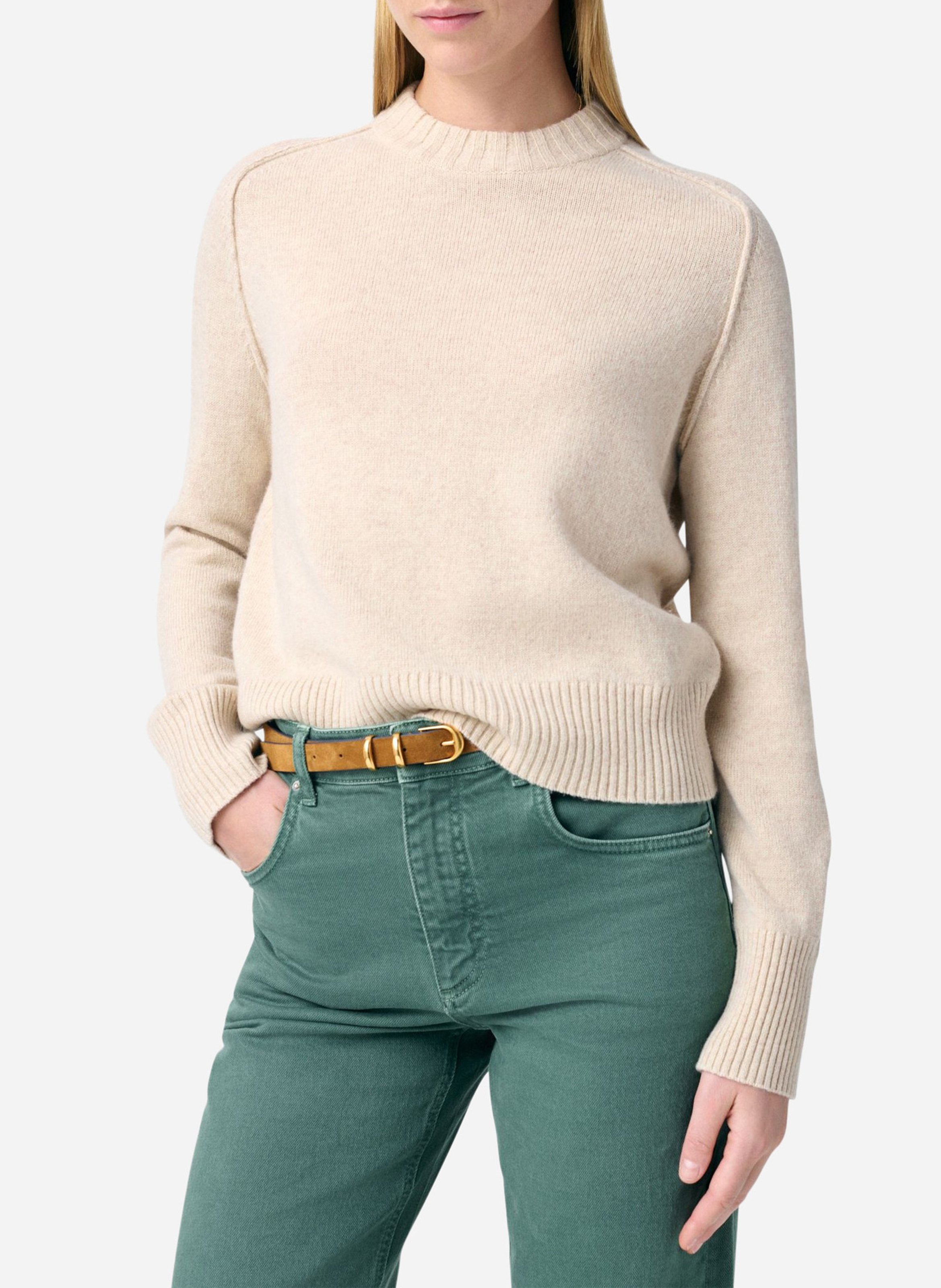 Effen trui van wolmix met lange mouwen en kant VANESSA BRUNO