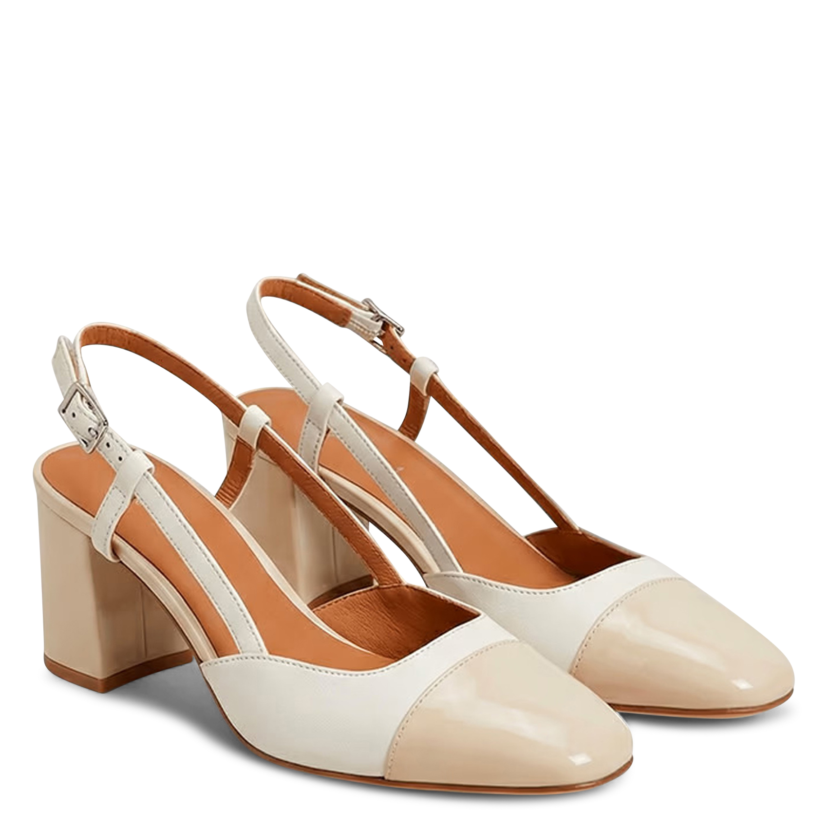 Babies à talons en cuir vernis JONAK Blanc