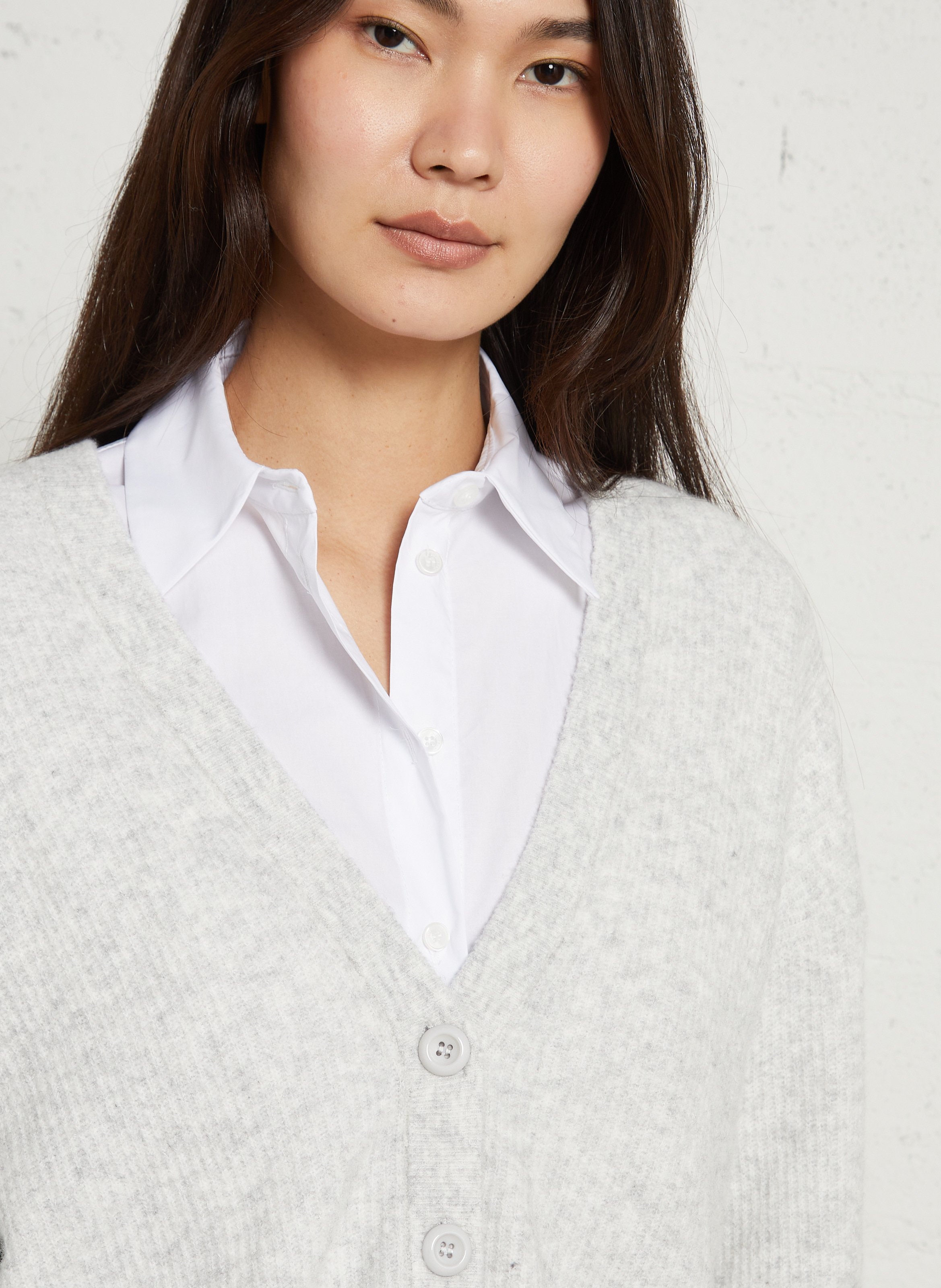 Oversized ronde hals gebreid vest AMERICAN VINTAGE Grijs