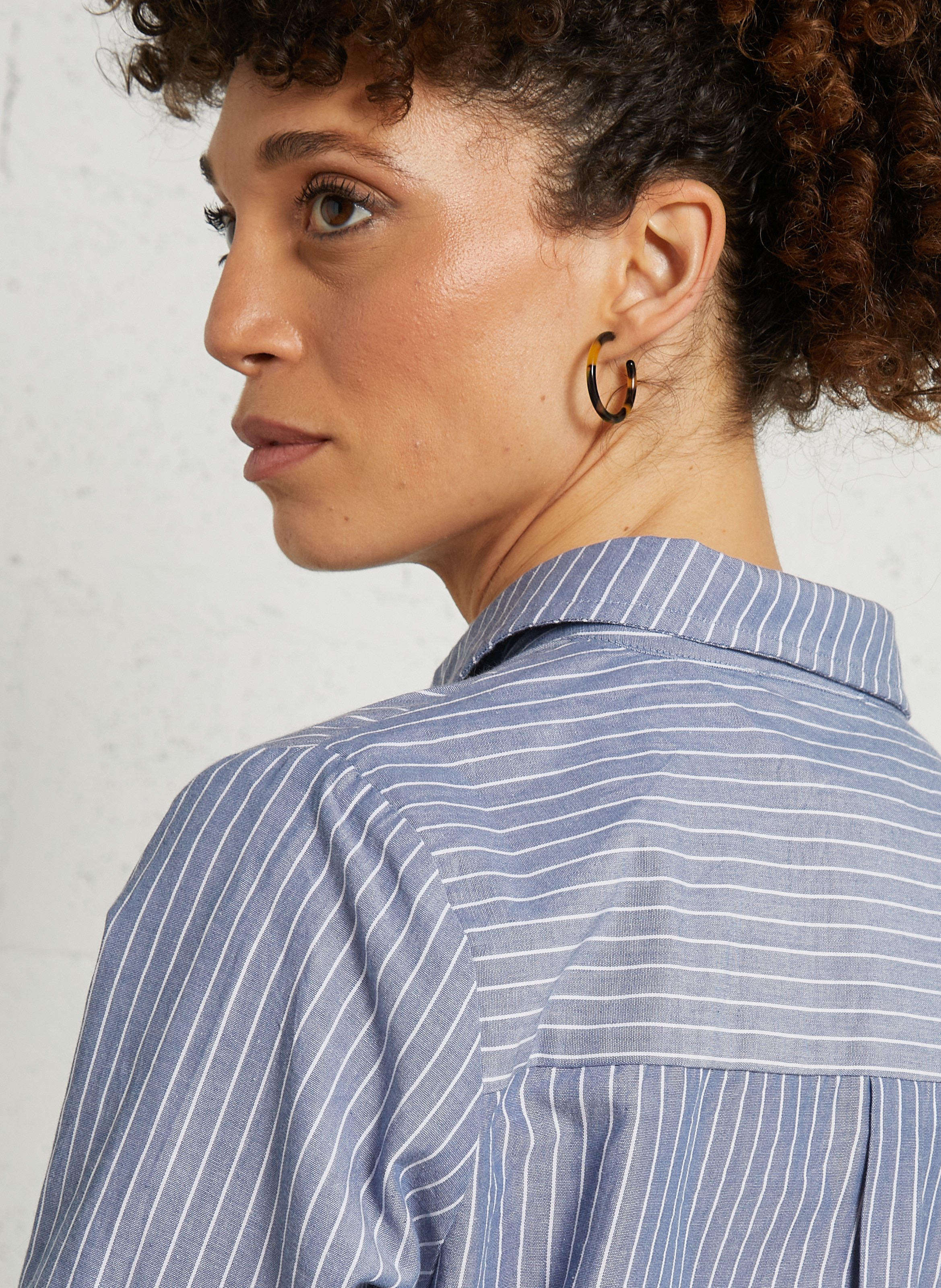 Chemise col classique manches contrastantes en coton LA PETITE ETOILE Blue