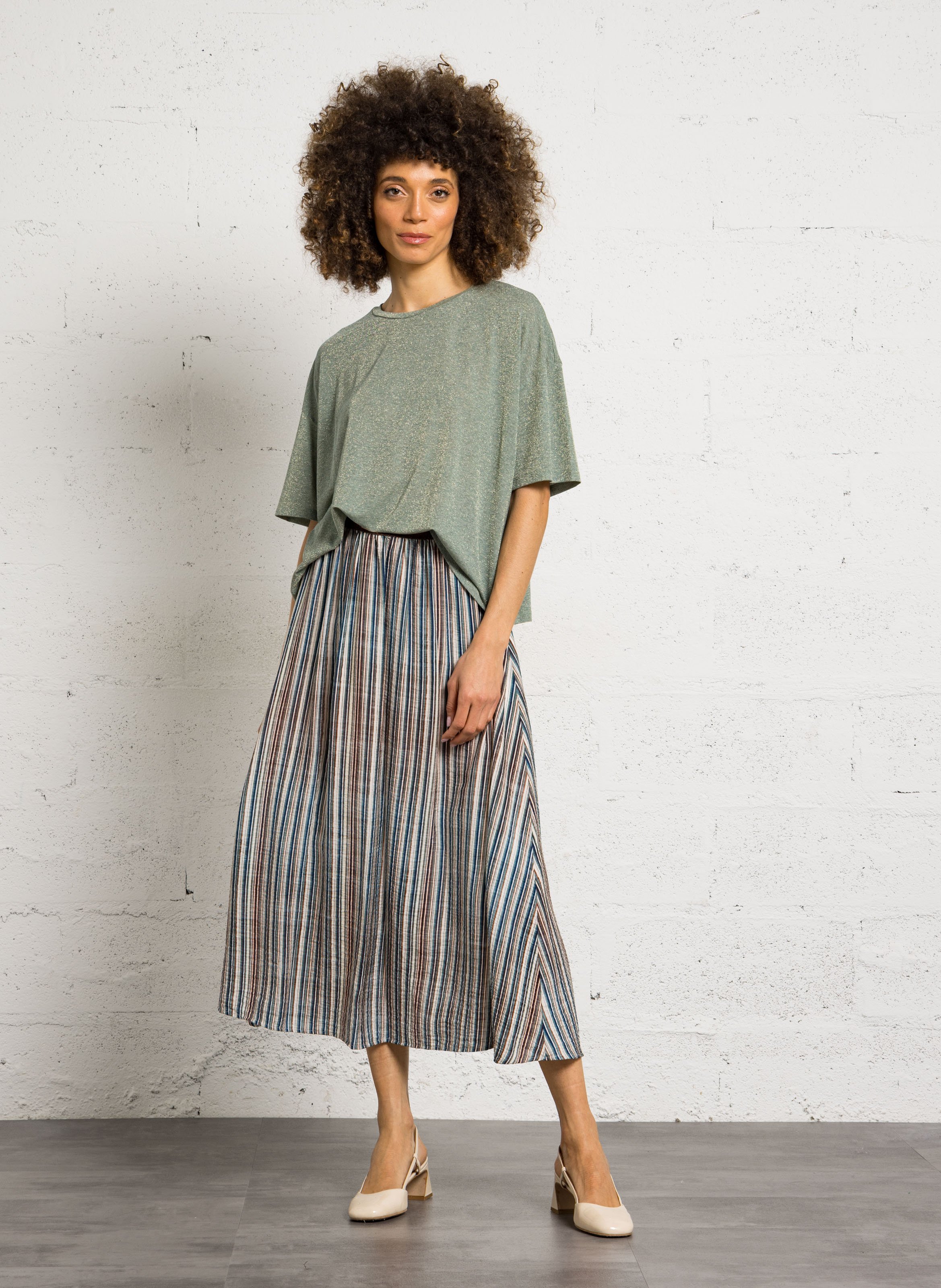 Tee-shirt fluide ample métallisé PLEASE Vert