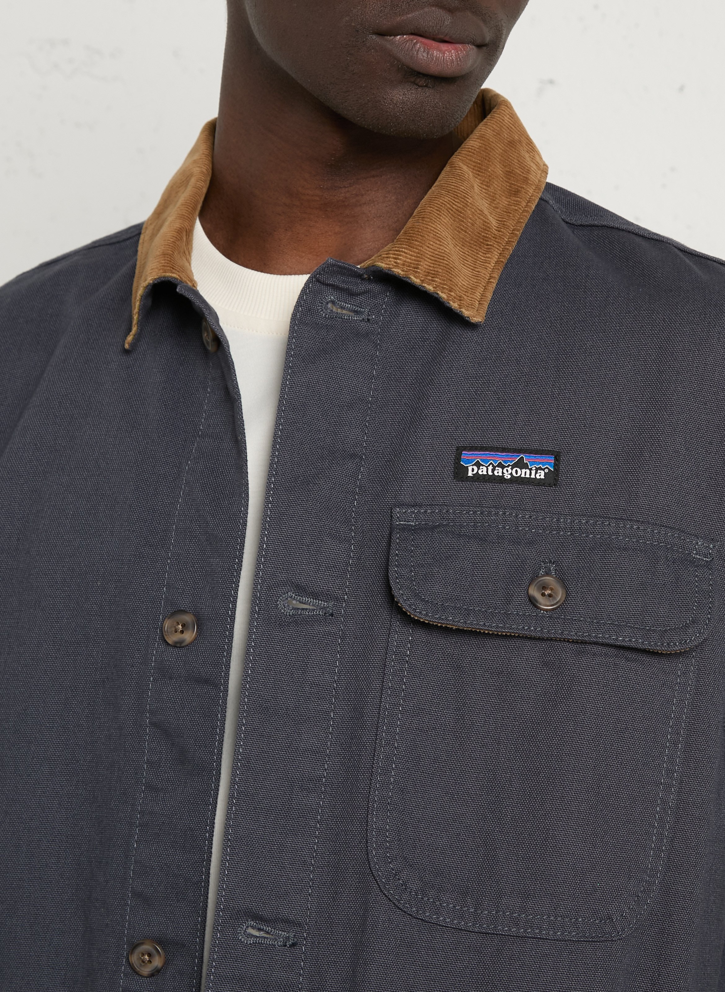 Gerade geschnittene Jacke mit klassischem Kragen aus Bio-Baumwolle PATAGONIA Schwarz