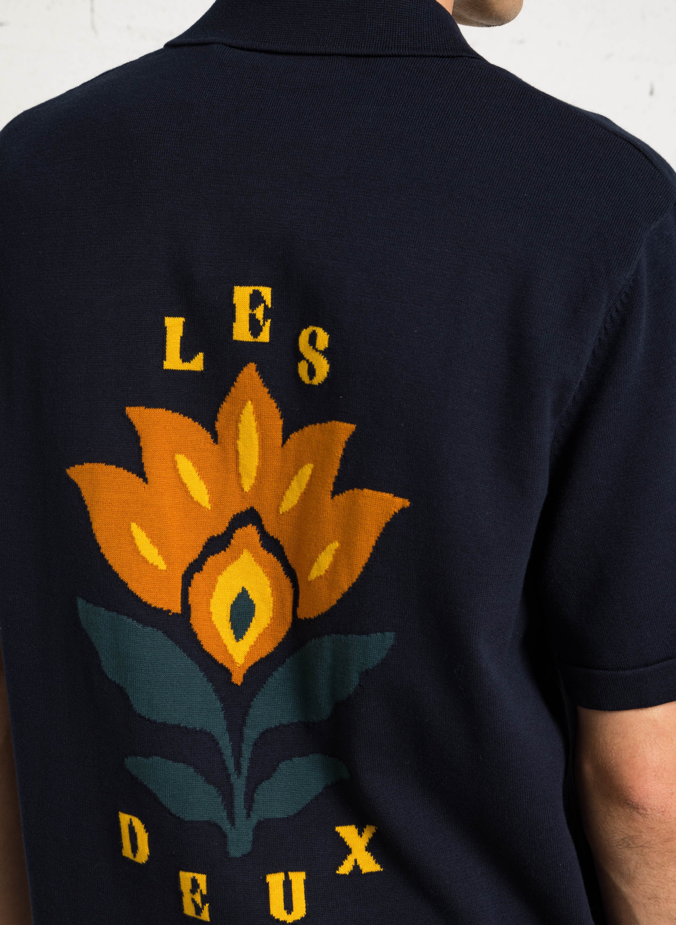 Gilet diritto colletto cubano in cotone. LES DEUX Blu