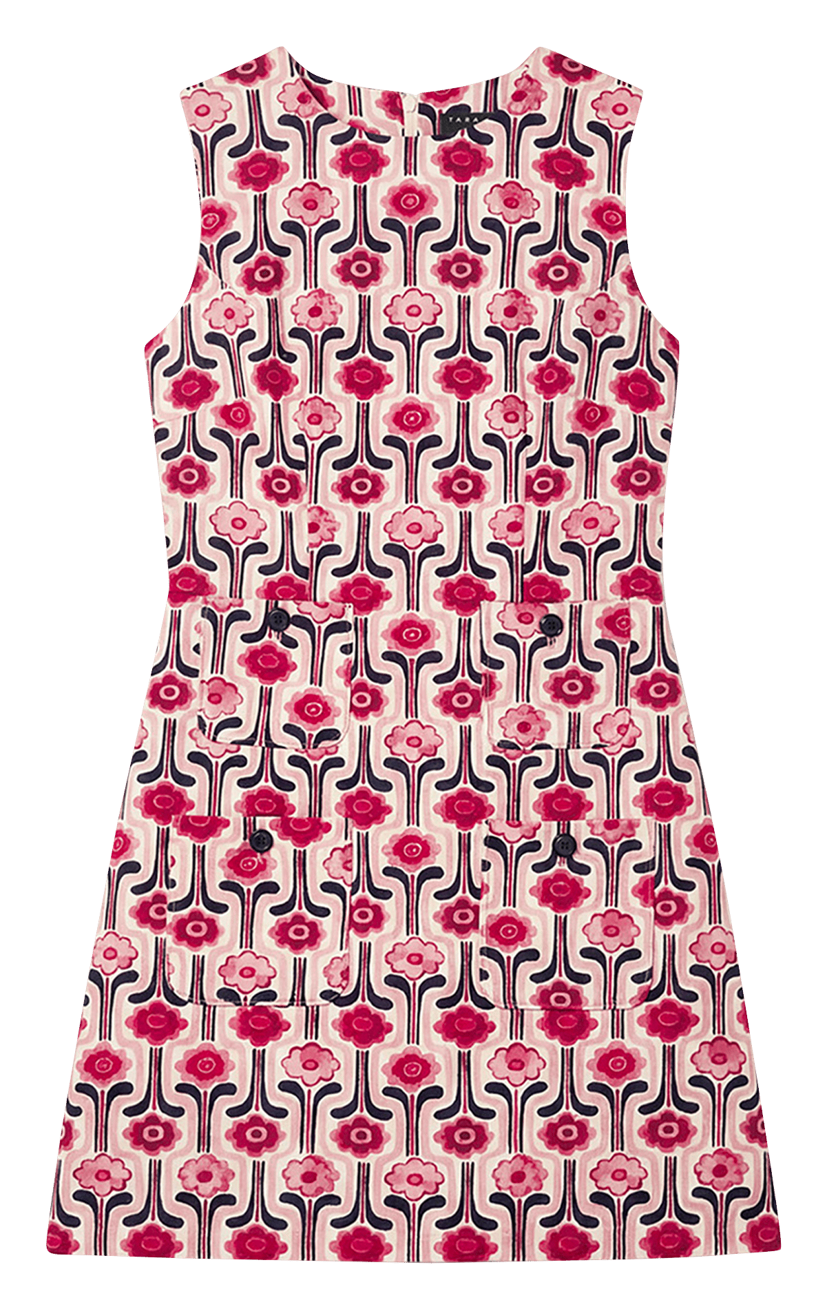 Robe courte col rond en coton mélangé imprimé TARA JARMON Rose