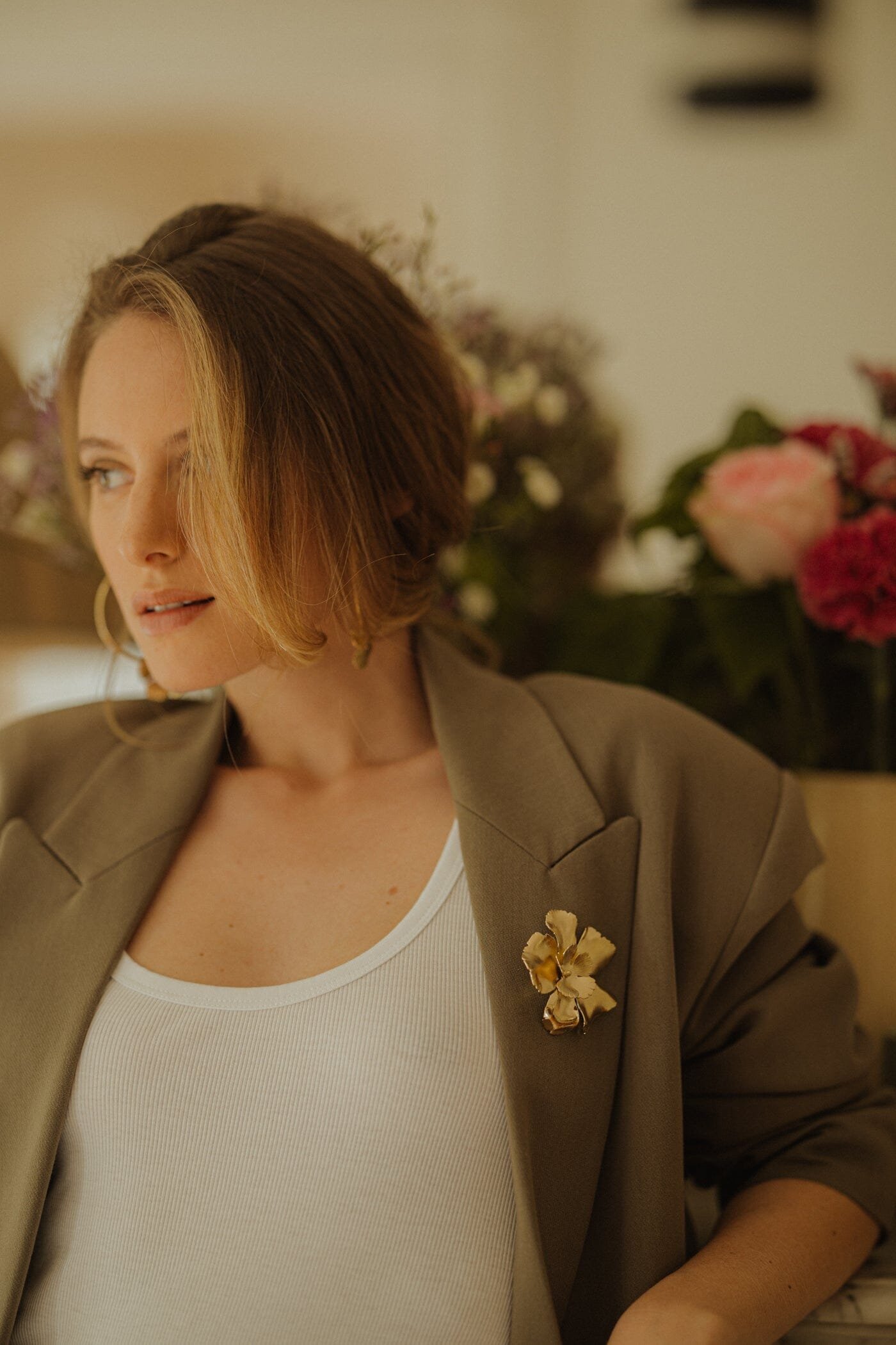 Silver-plated flower brooch MONSIEUR SIMONE Golden