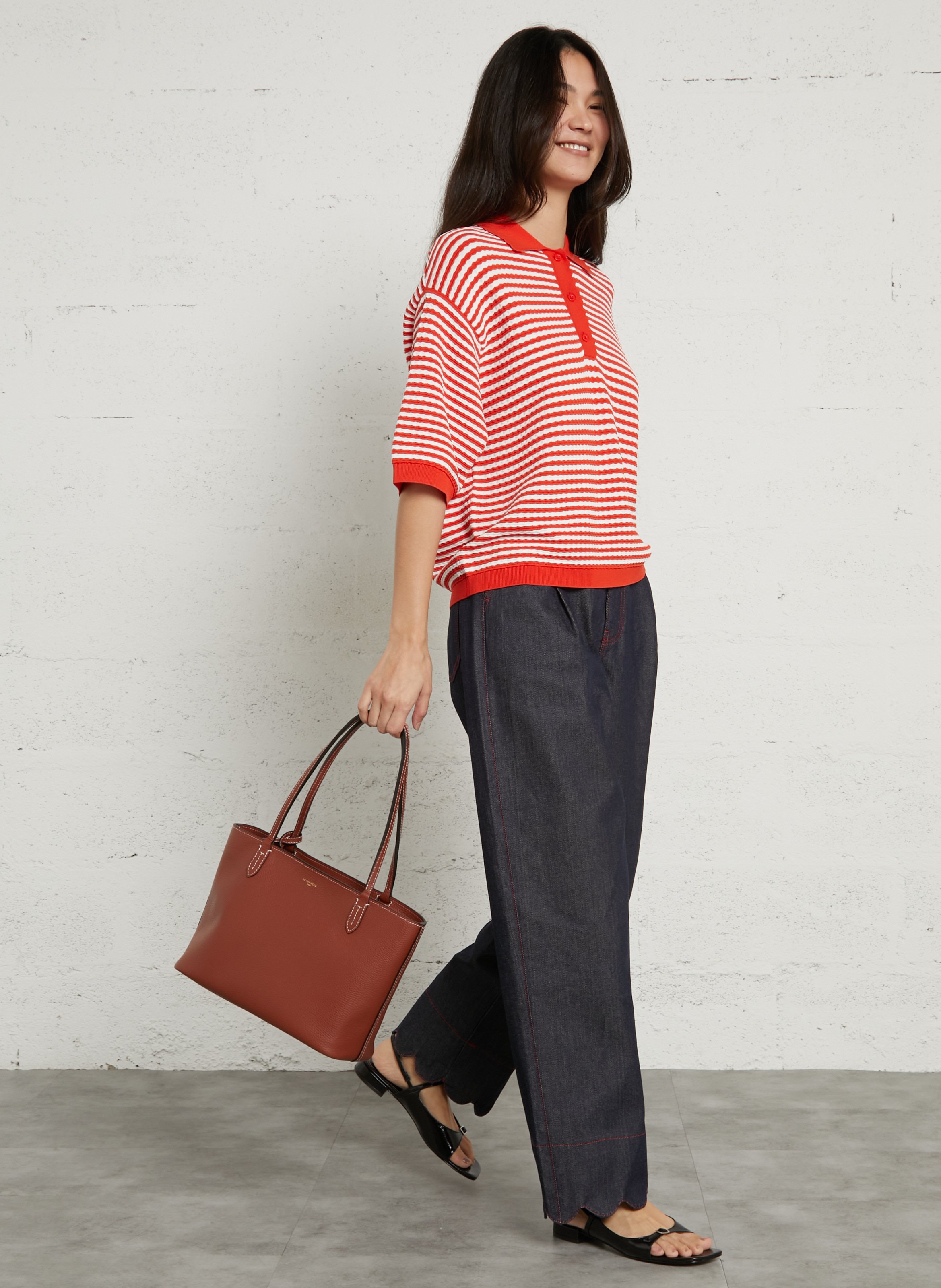 Cabas en cuir  LE TANNEUR Marron