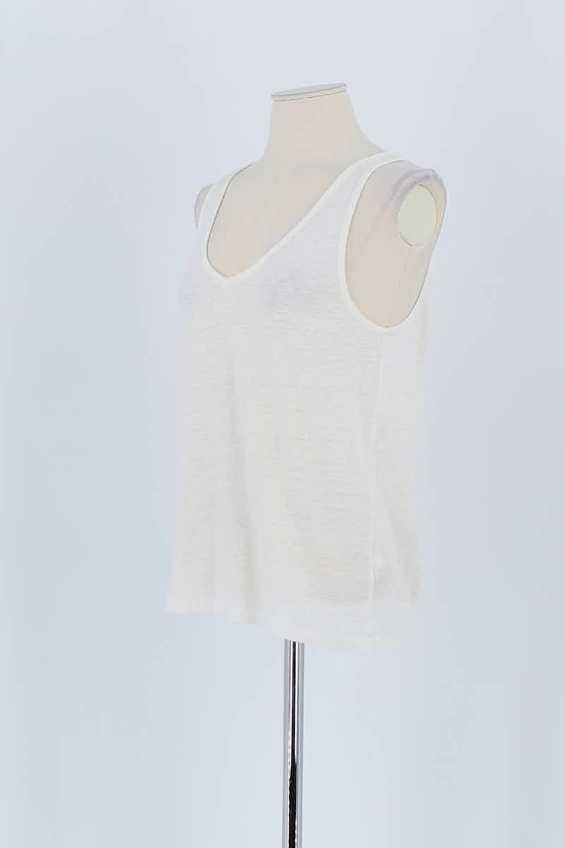 Top sans manche MAJESTIC FILATURES - SECONDE MAIN Blanc