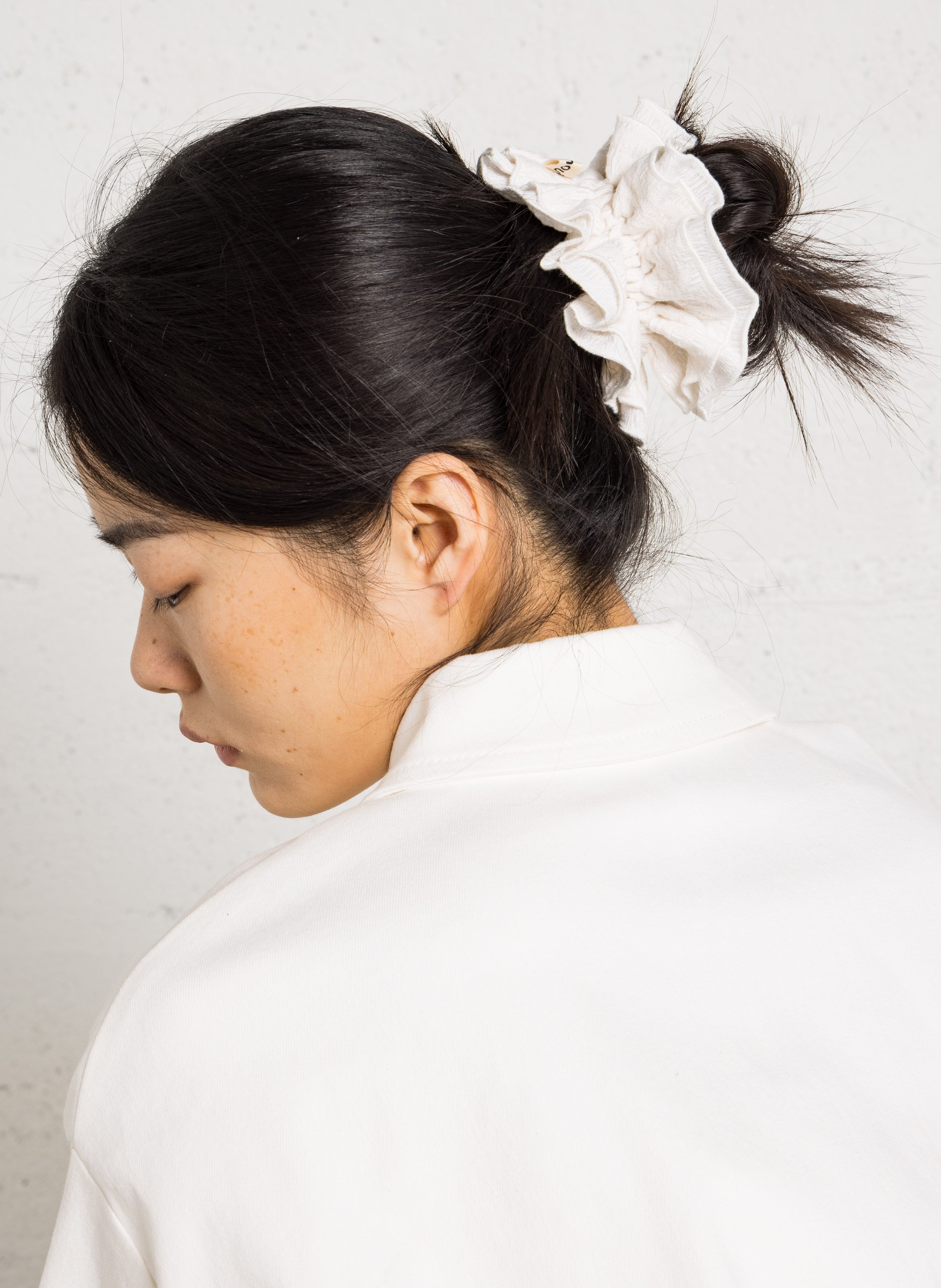 Maxi chouchou en jacquard texturé CHOU AU CARRE Blanc