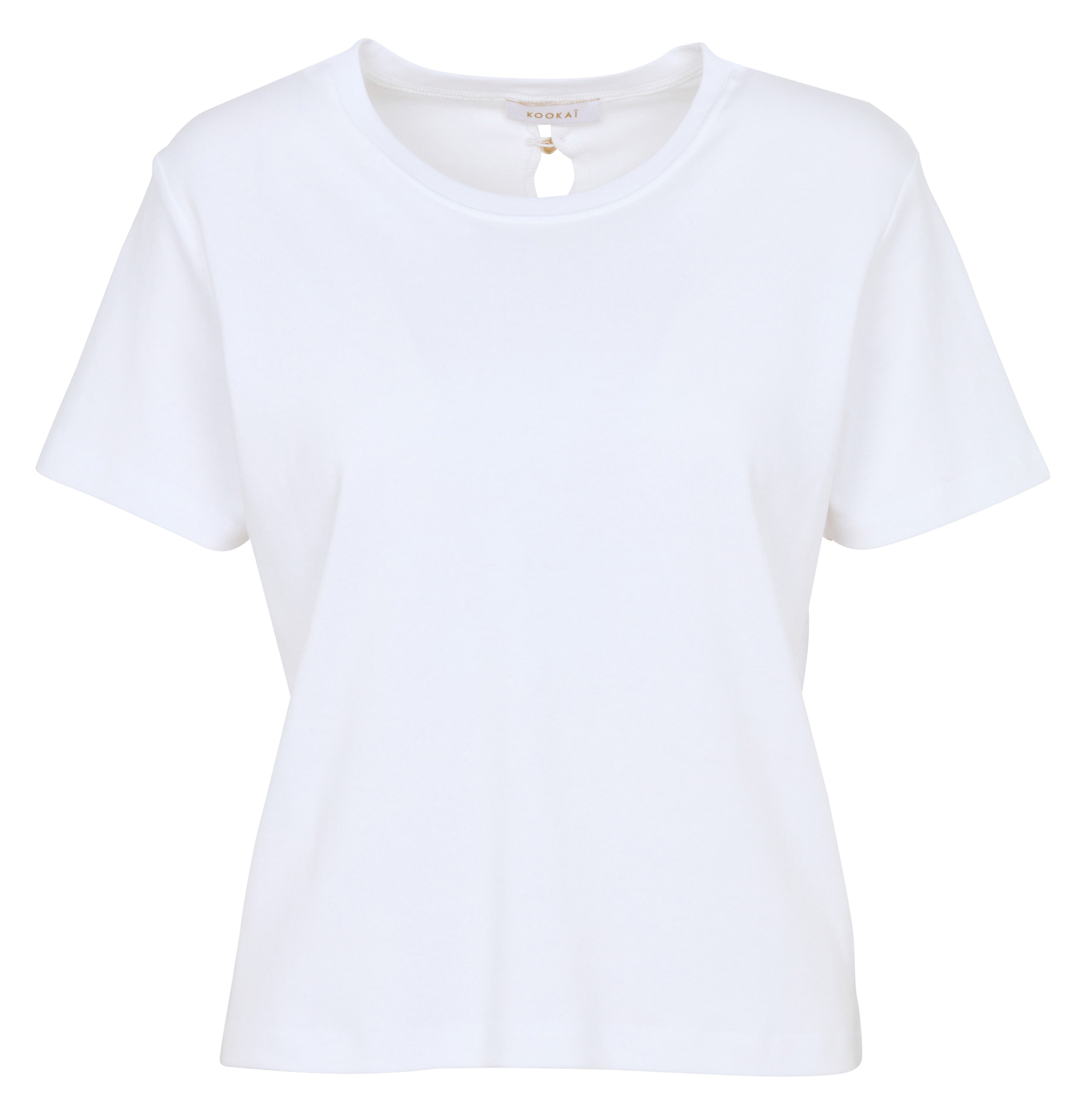 Gerader unifarbener T-Shirt mit geknöpftem Rücken KOOKAI