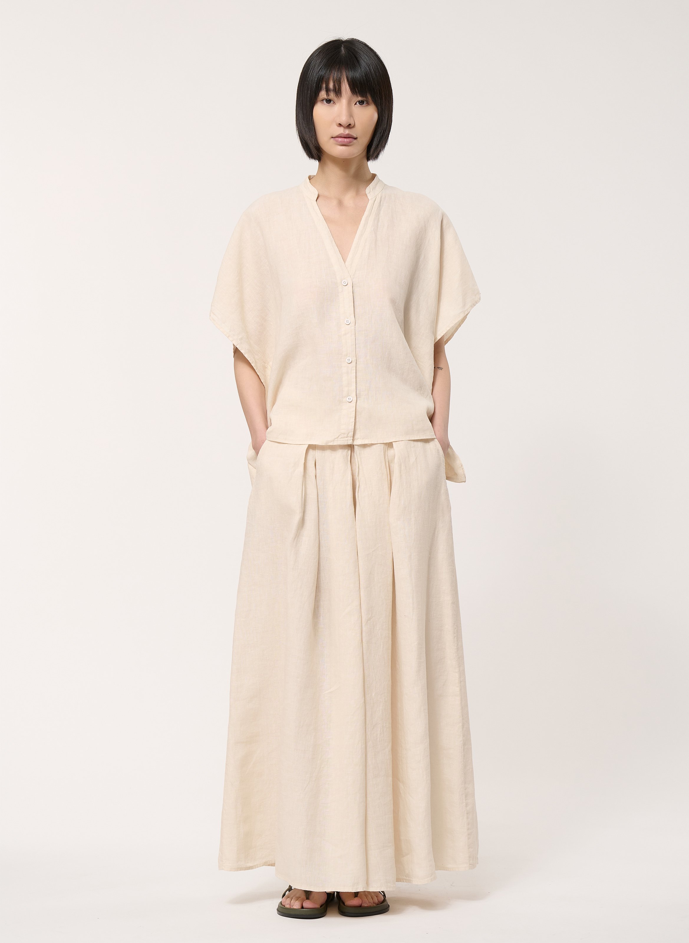 Straight linen trousers HUMILITY Beige