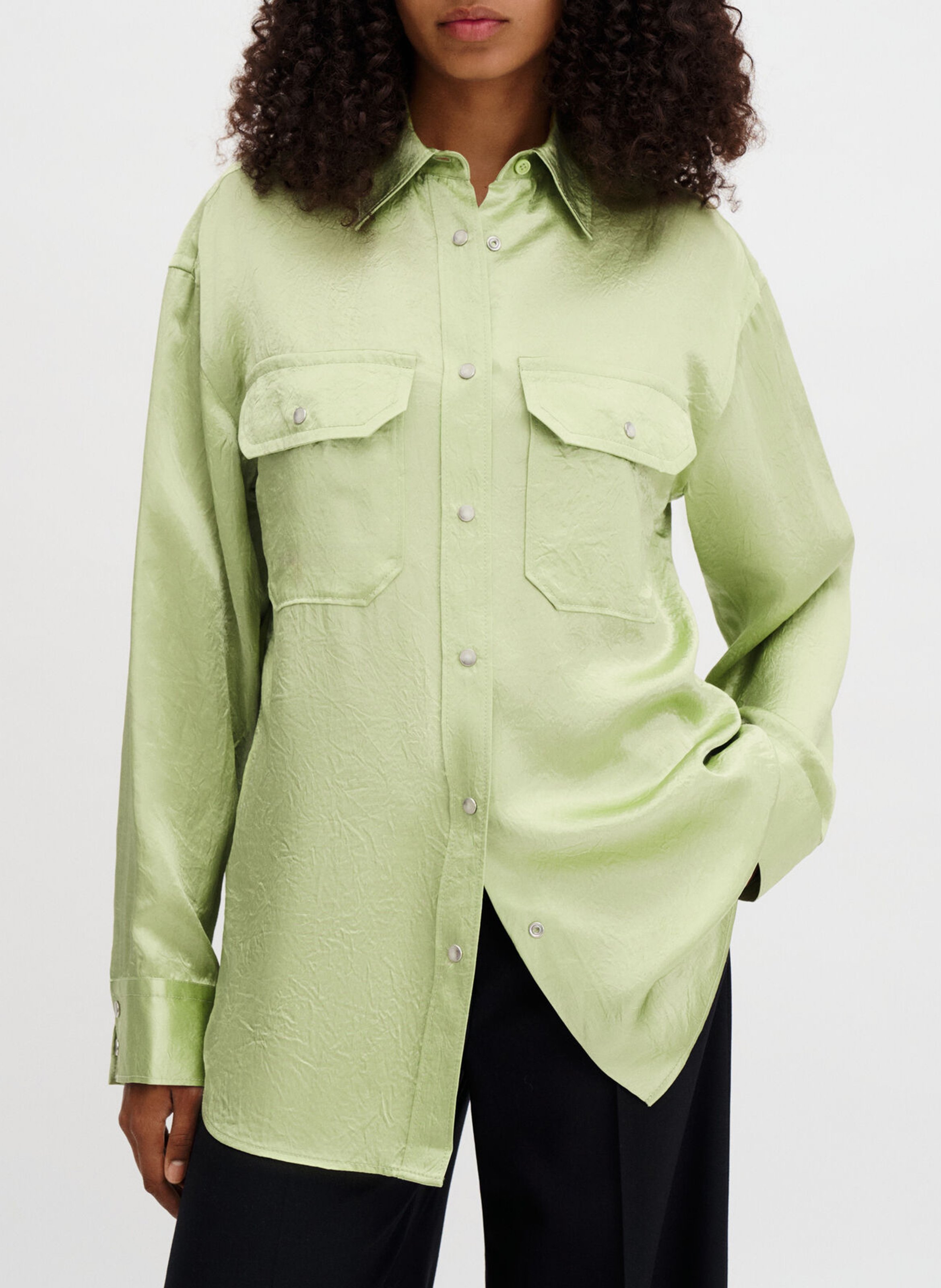 Soepelvallend effen recht overhemd FILIPPA K Groen