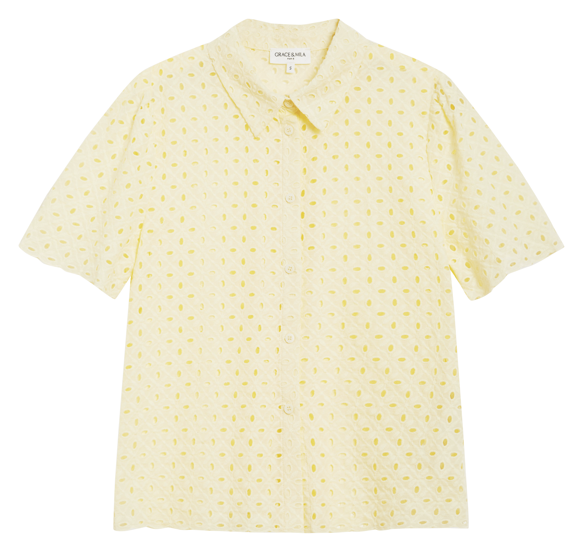 Chemise col classique en coton GRACE ET MILA Jaune