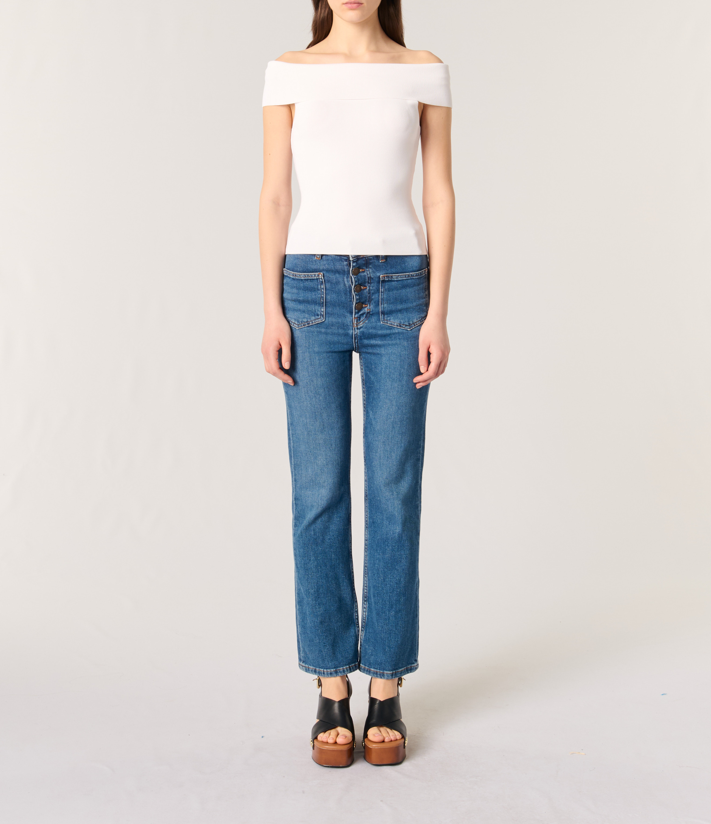 Top met bardothals MAJE Wit