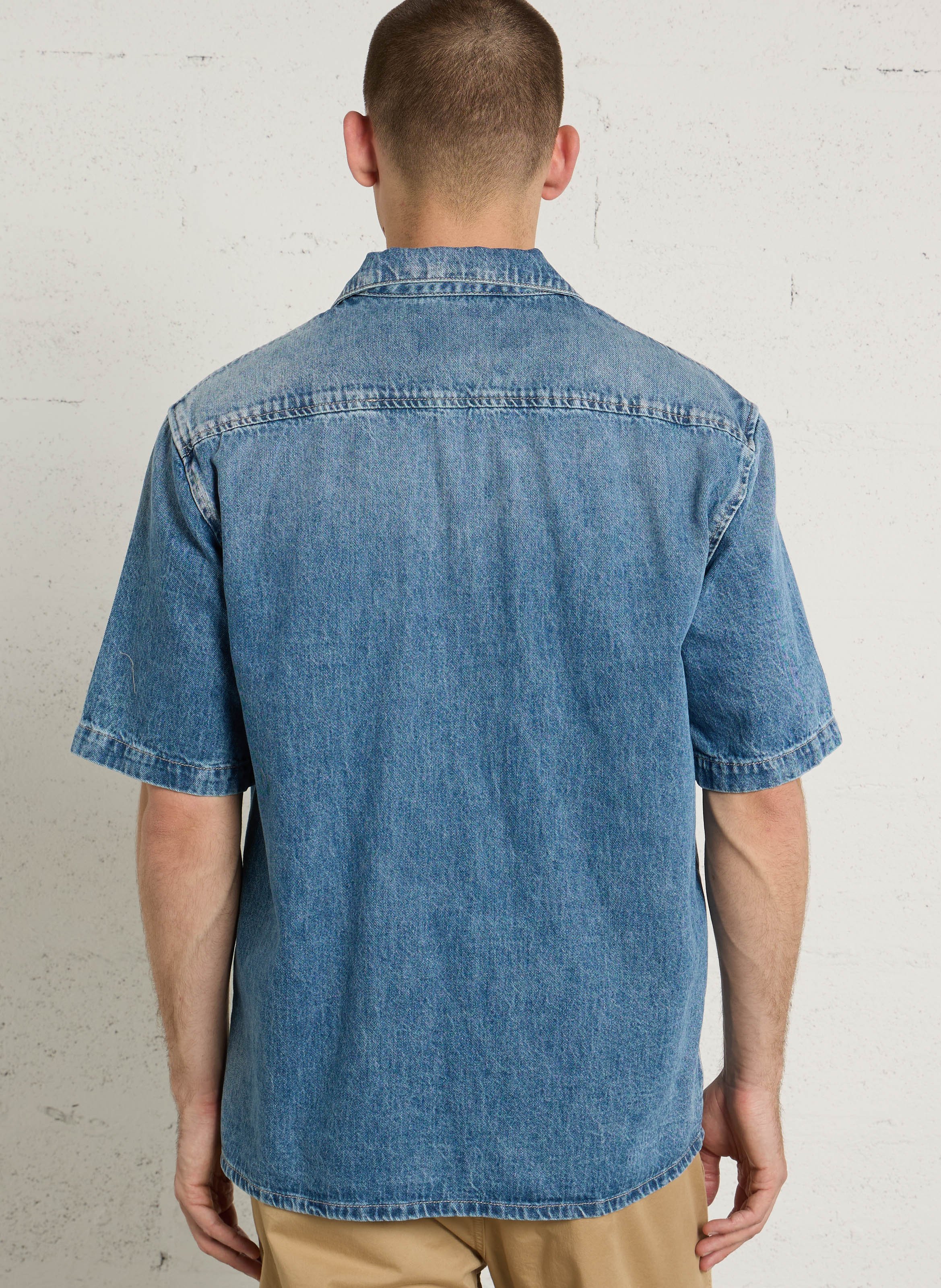 Fitted denim shirt in cotton LE TEMPS DES CERISES Blue