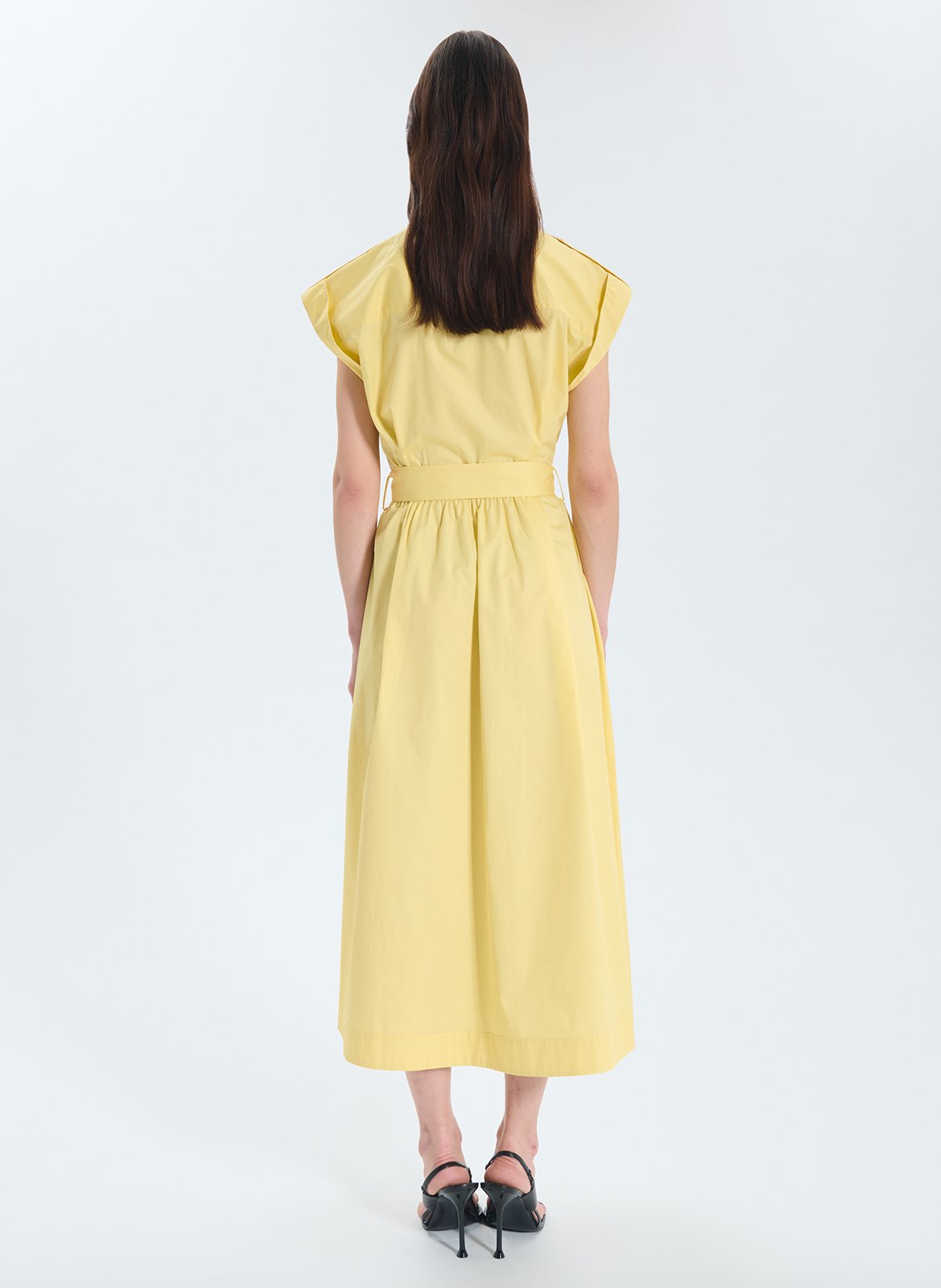 Long cotton dress with classic collar ZAPA Yellow