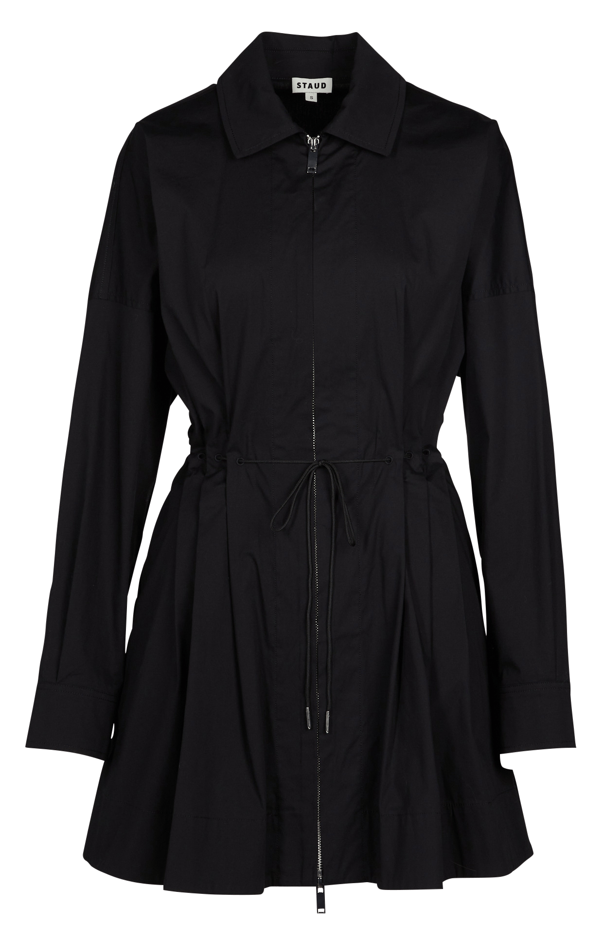 Robe courte col classique en coton stretch STAUD Noir