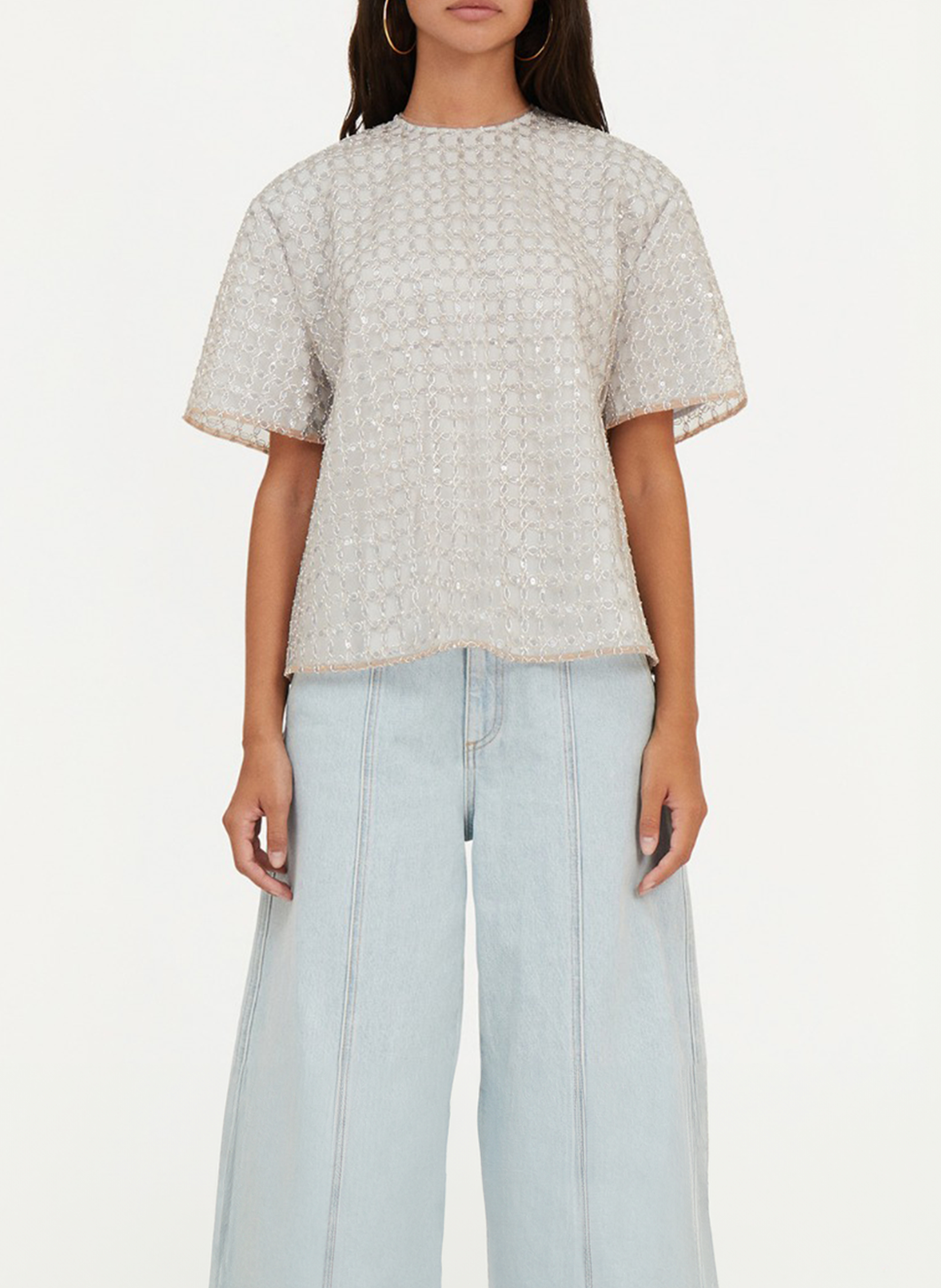 Top oversize brodé ROTATE Noir