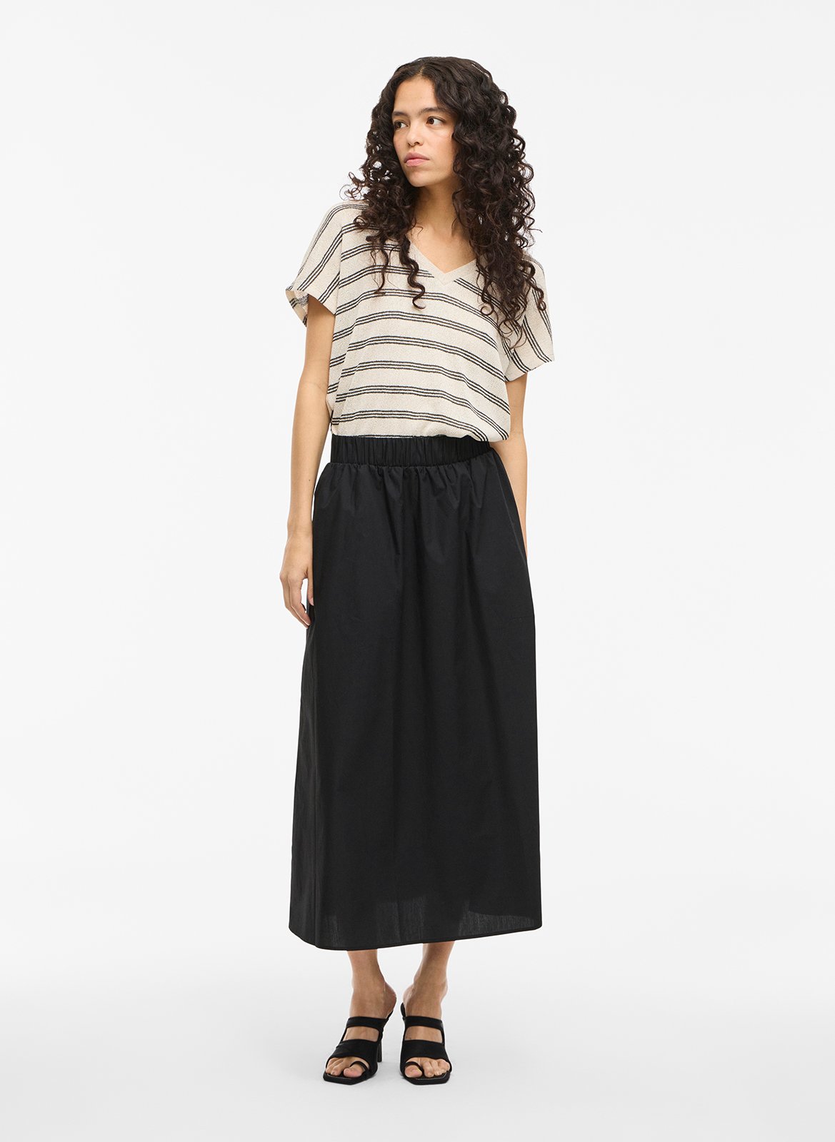 Organic cotton midi skirt VILA Black